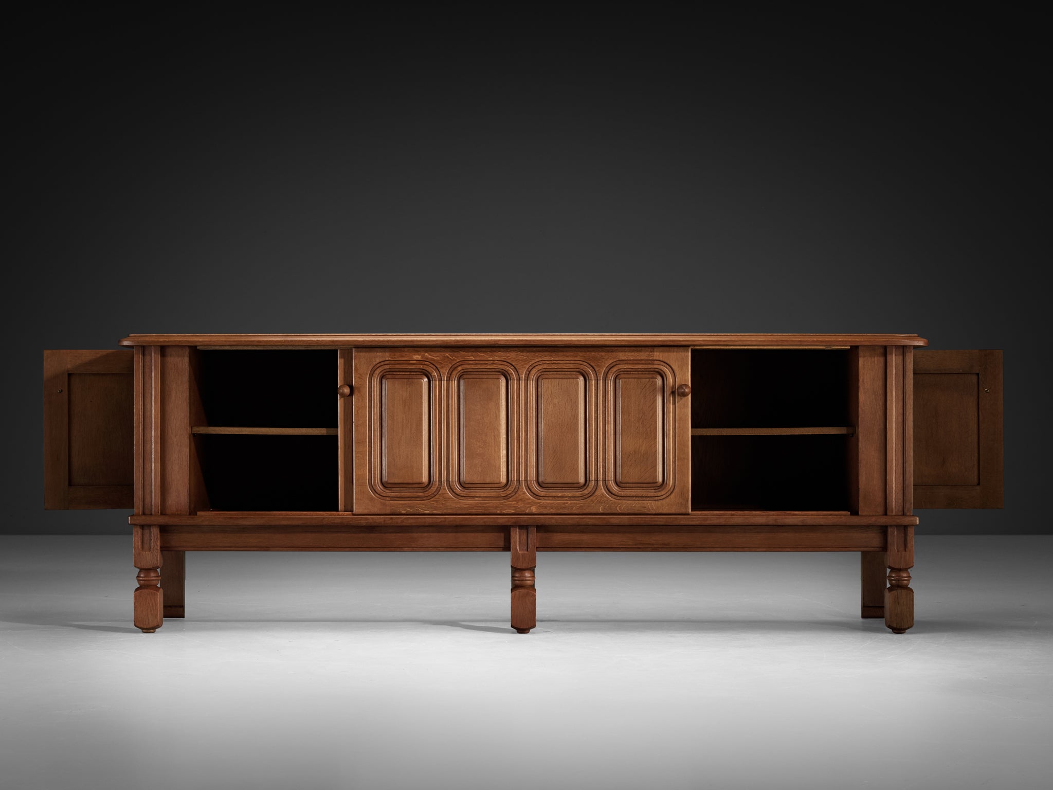 Guillerme & Chambron Sideboard in Oak and Brass Case pieces and storage cabinets Morentz