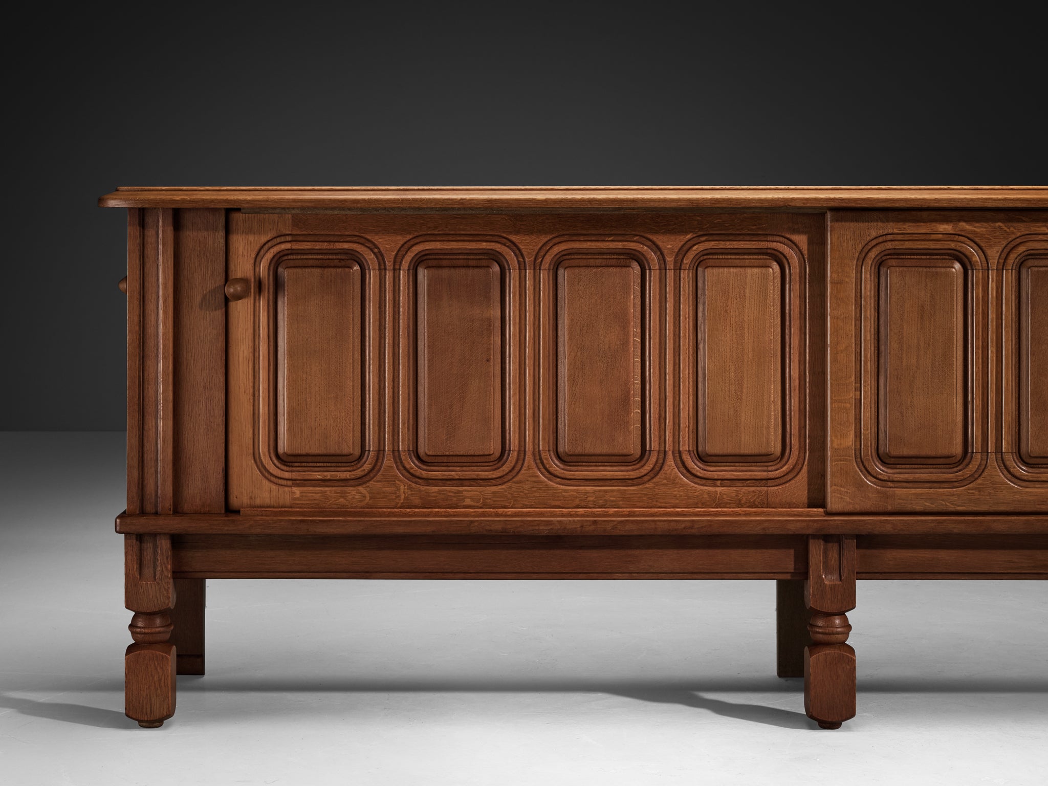 Guillerme & Chambron Sideboard in Oak and Brass Case pieces and storage cabinets Morentz