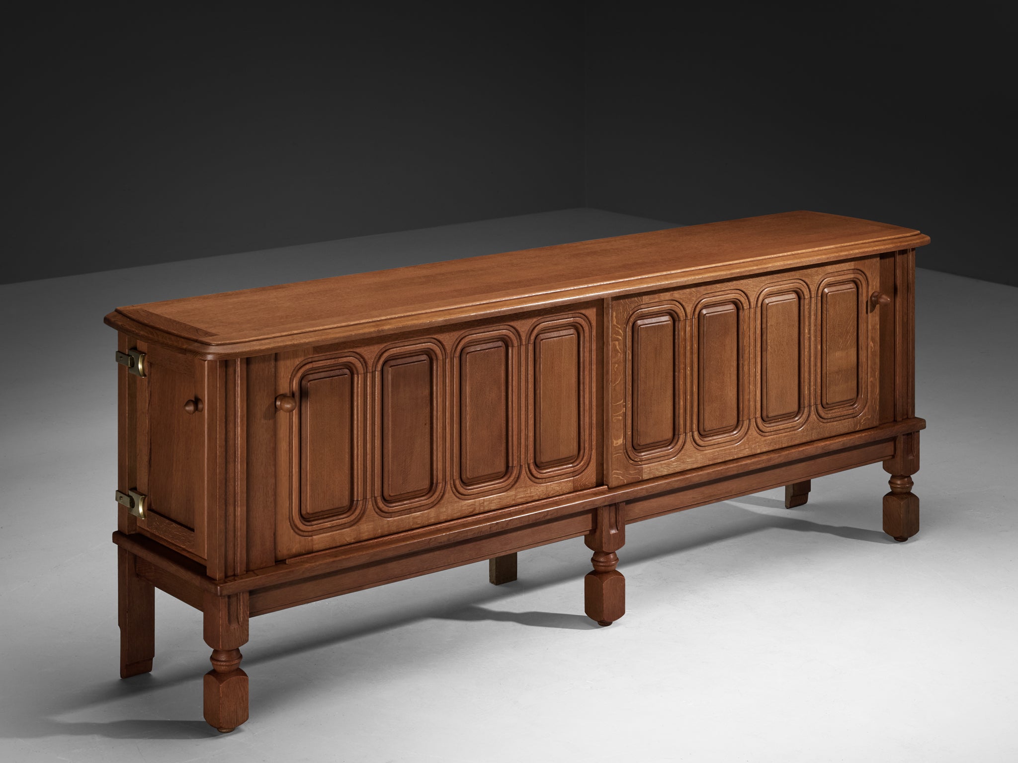 Guillerme & Chambron Sideboard in Oak and Brass Case pieces and storage cabinets Morentz
