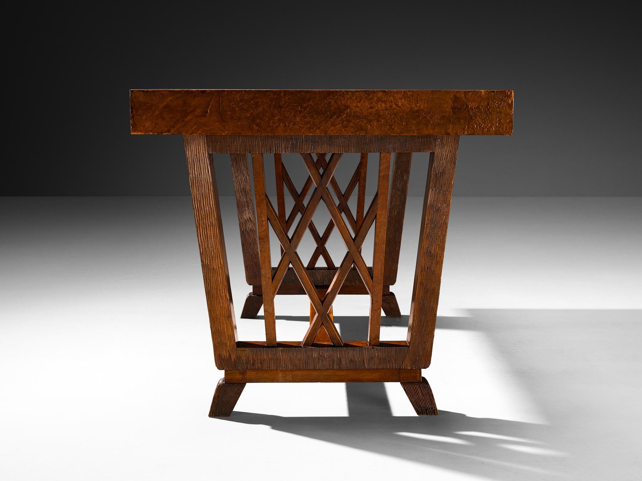 Ernesto Valabrega for Vittorio Valabrega Art Deco Desk in Walnut Briar tables Morentz