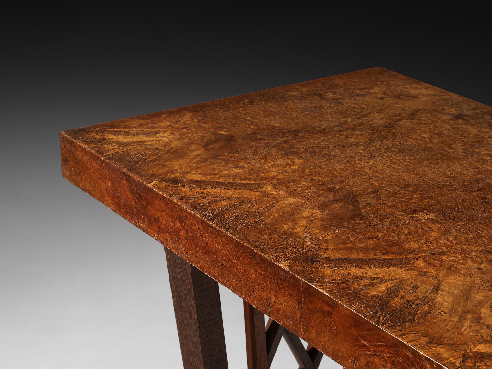 Ernesto Valabrega for Vittorio Valabrega Art Deco Desk in Walnut Briar tables Morentz