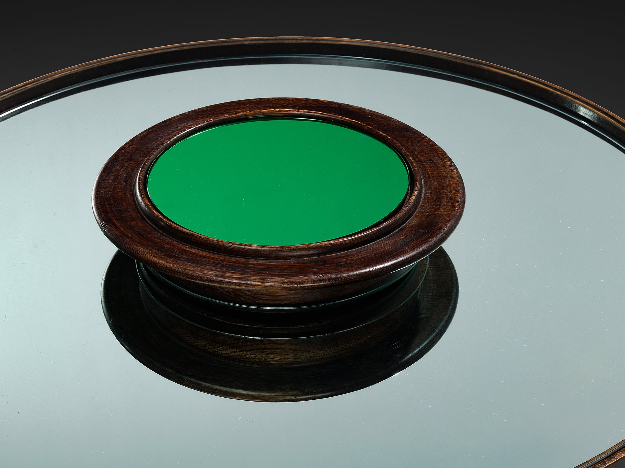 1930s Luigi Fontana & C. Coffee Table in Crystal Glass Oak and Brass Tables Morentz