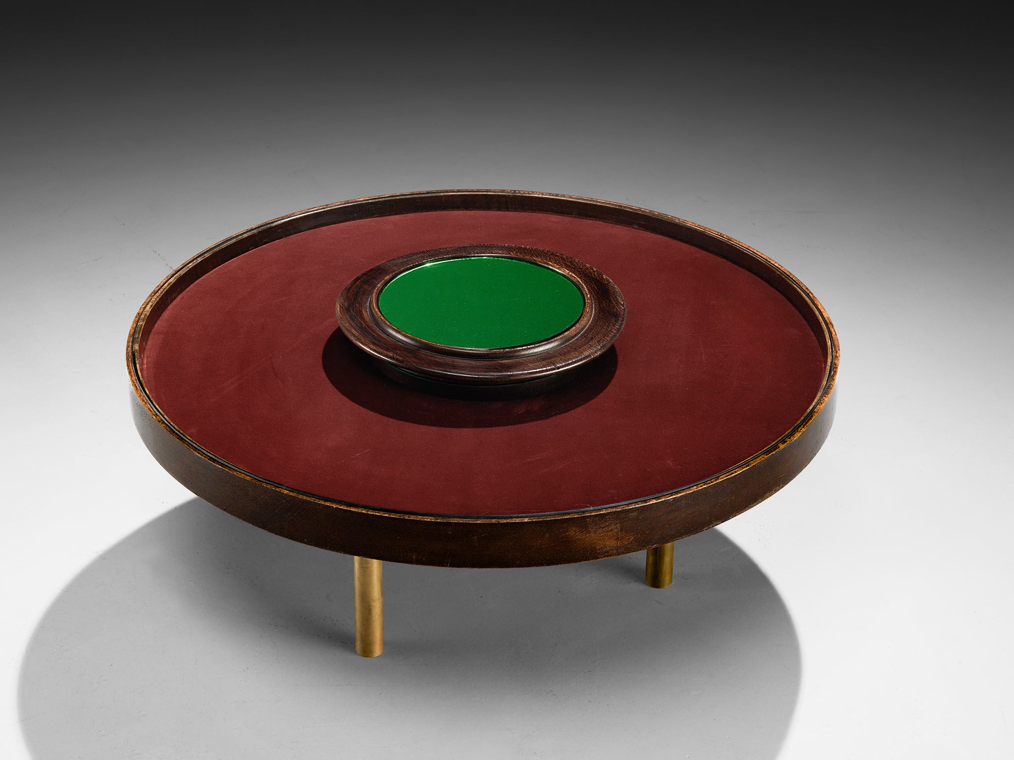 1930s Luigi Fontana & C. Coffee Table in Crystal Glass Oak and Brass Tables Morentz