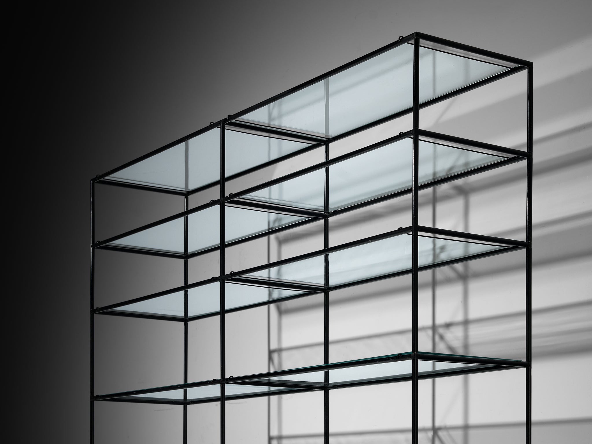 Poul Cadovius Wall Unit in Metal and Glass Case pieces and storage cabinets Morentz