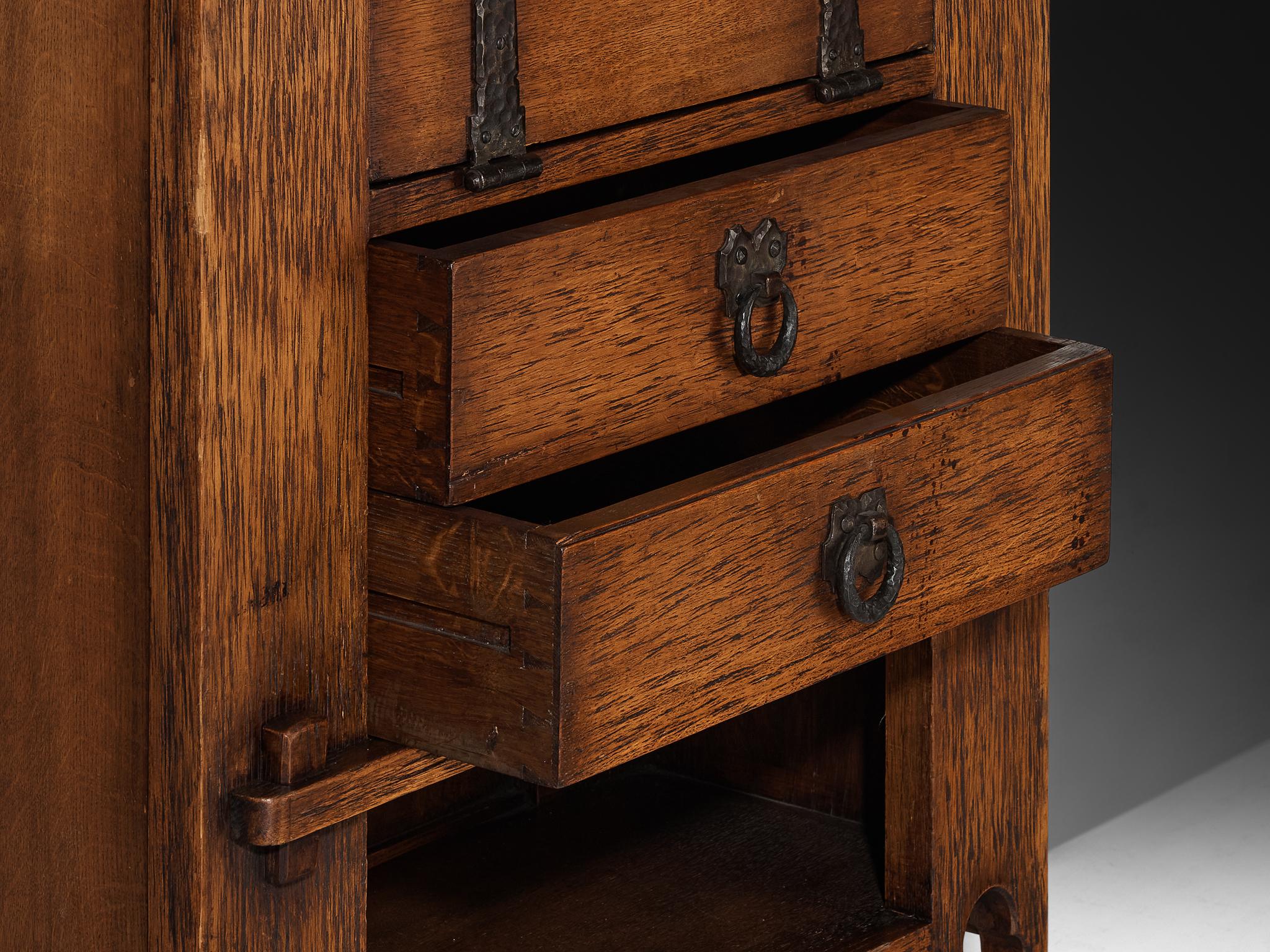 Ernesto Valabrega for Vittorio Valabrega Art Deco Cabinet in Oak and Iron case pieces and storage cabinets Morentz