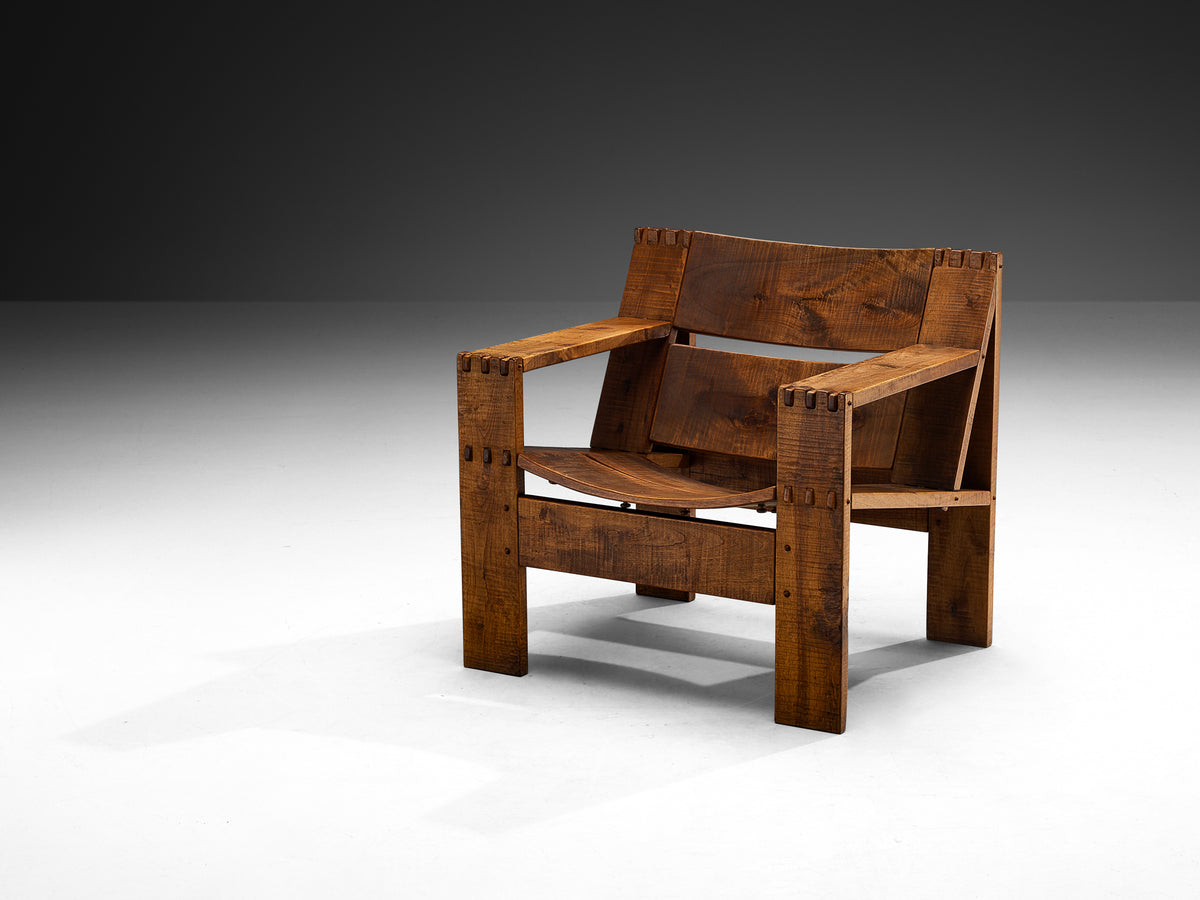 Giuseppe Rivadossi for Officina Rivadossi 'Rocca' Lounge Chair in Walnut Seating Morentz
