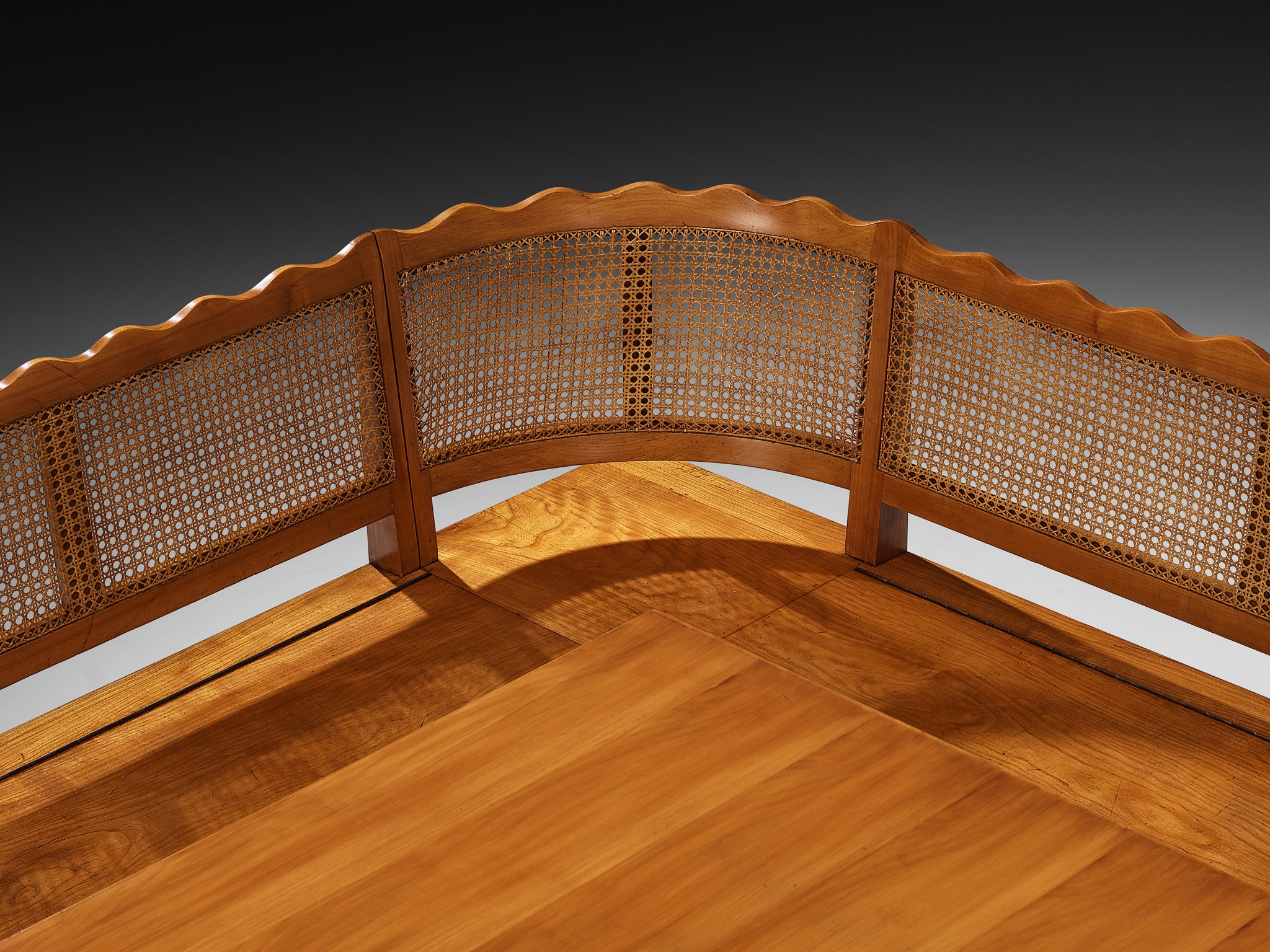 1940s Paolo Buffa Custom Dining Room Set in Cherry Wood and Cane Tables Morentz