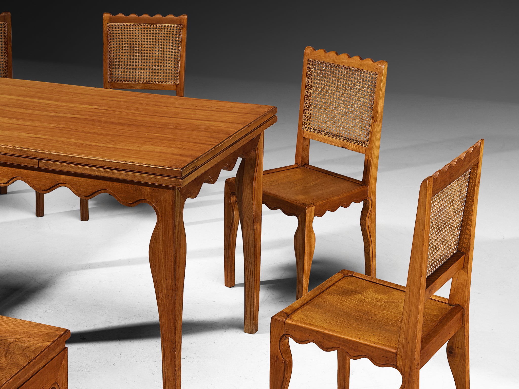 Paolo Buffa Rare Dining Set with Table, Chairs and Corner Bench in Cherry Wood Seating Morentz