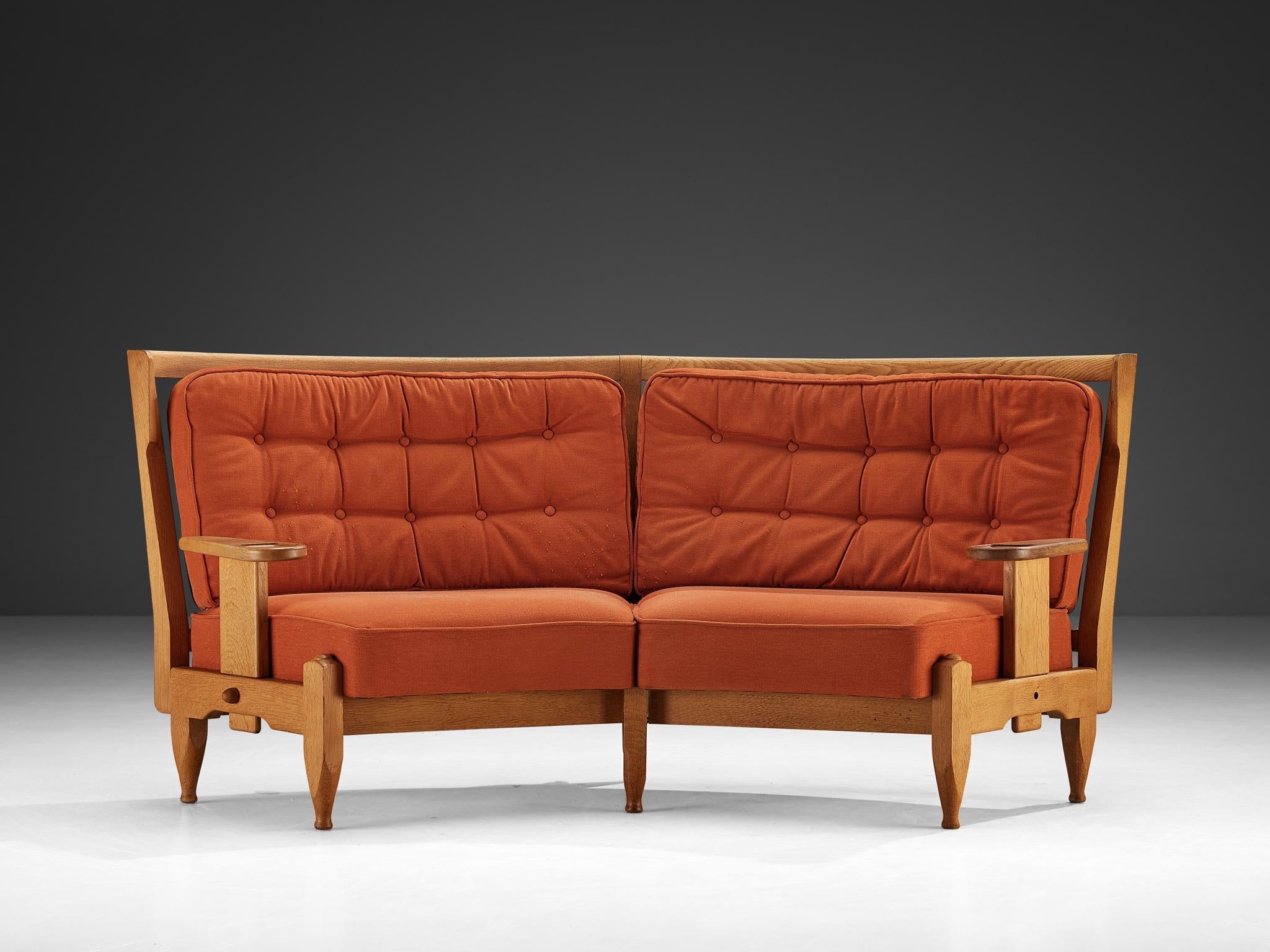 Guillerme & Chambron Véronique Sofa in Oak and Orange Upholstery seating Morentz