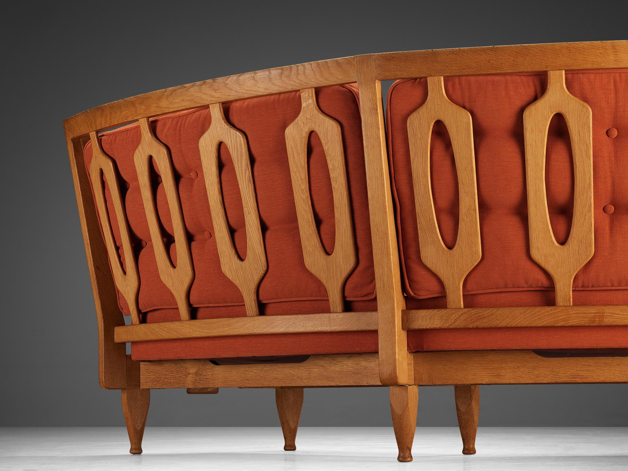 Guillerme & Chambron Véronique Sofa in Oak and Orange Upholstery seating Morentz