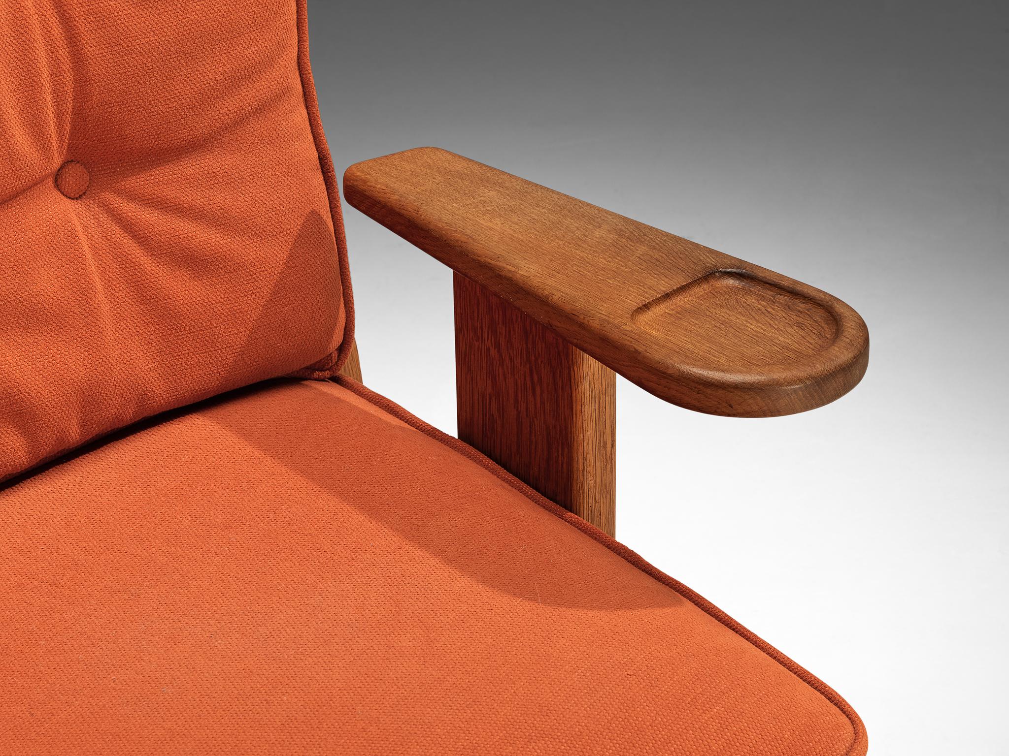 Guillerme & Chambron Véronique Sofa in Oak and Orange Upholstery seating Morentz