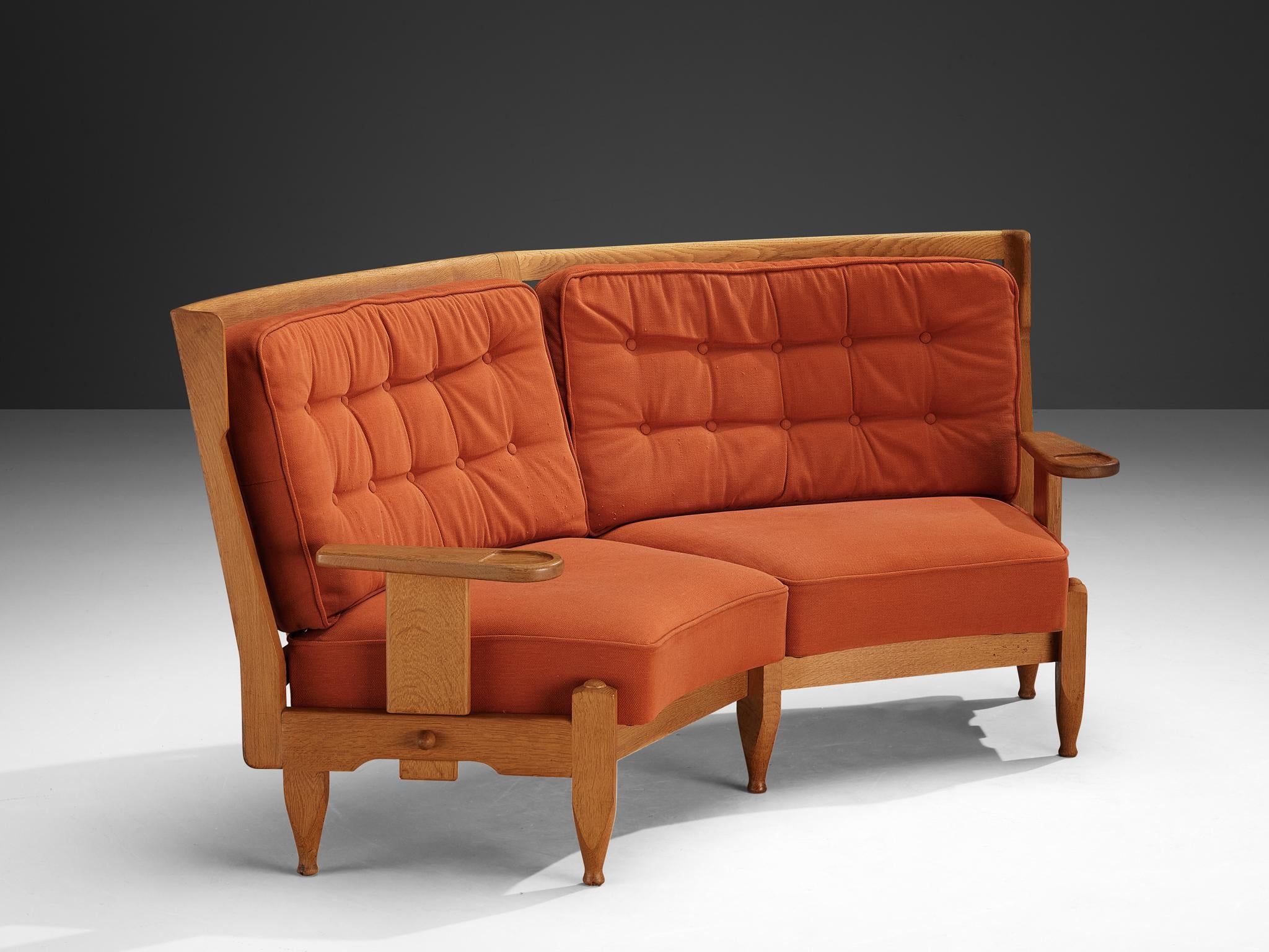Guillerme & Chambron Véronique Sofa in Oak and Orange Upholstery seating Morentz