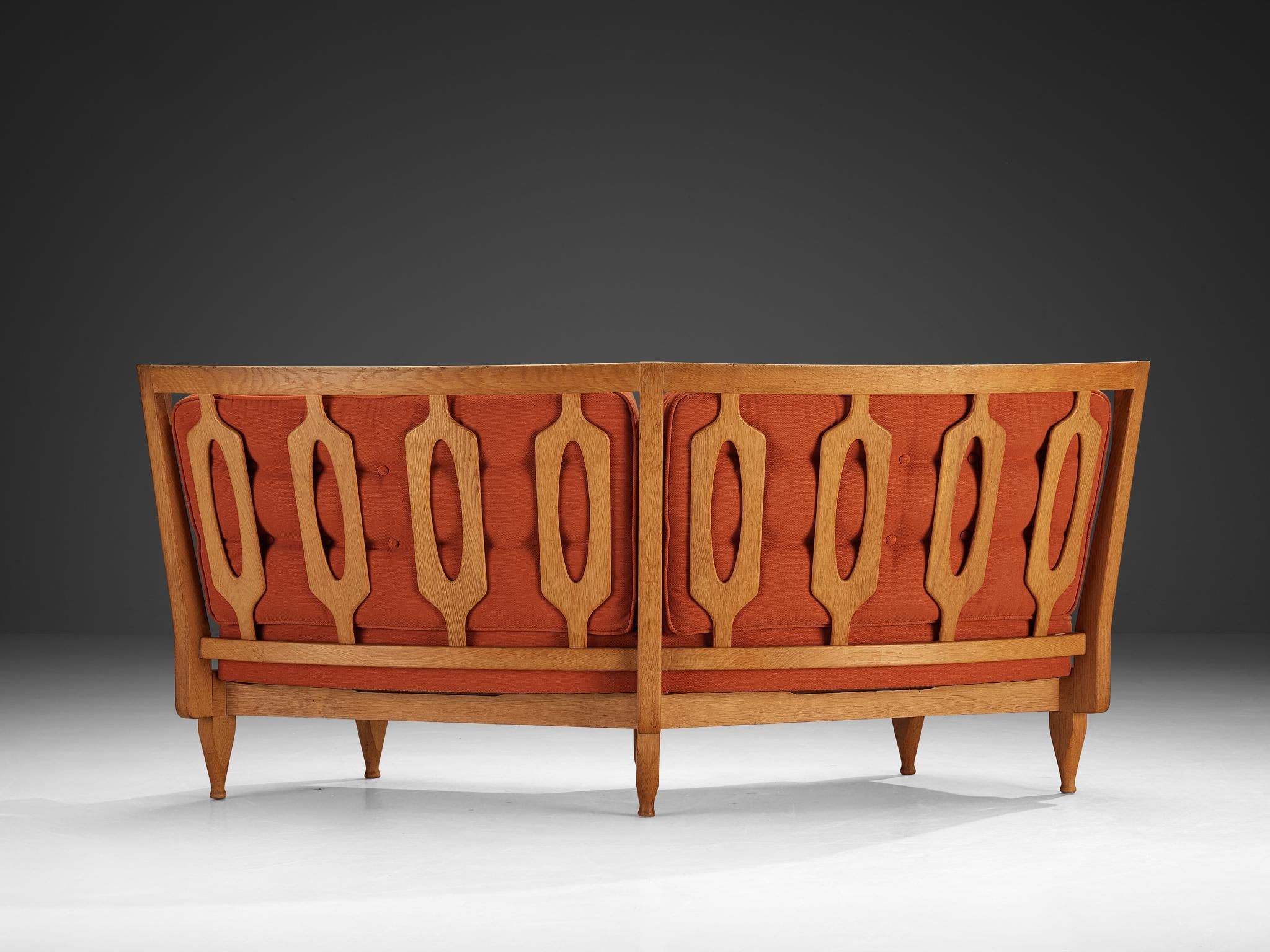 Guillerme & Chambron Véronique Sofa in Oak and Orange Upholstery seating Morentz