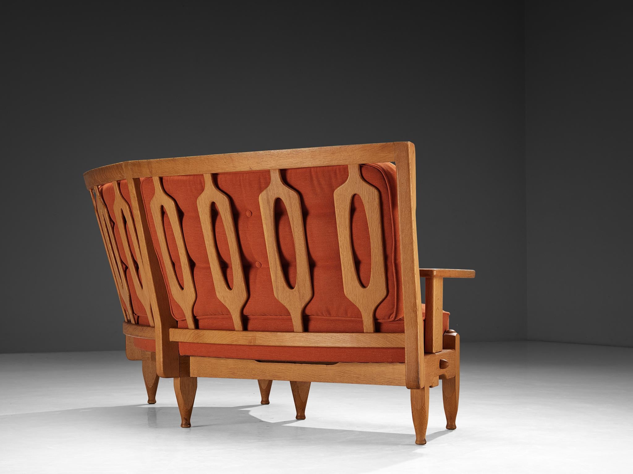 Guillerme & Chambron Véronique Sofa in Oak and Orange Upholstery seating Morentz