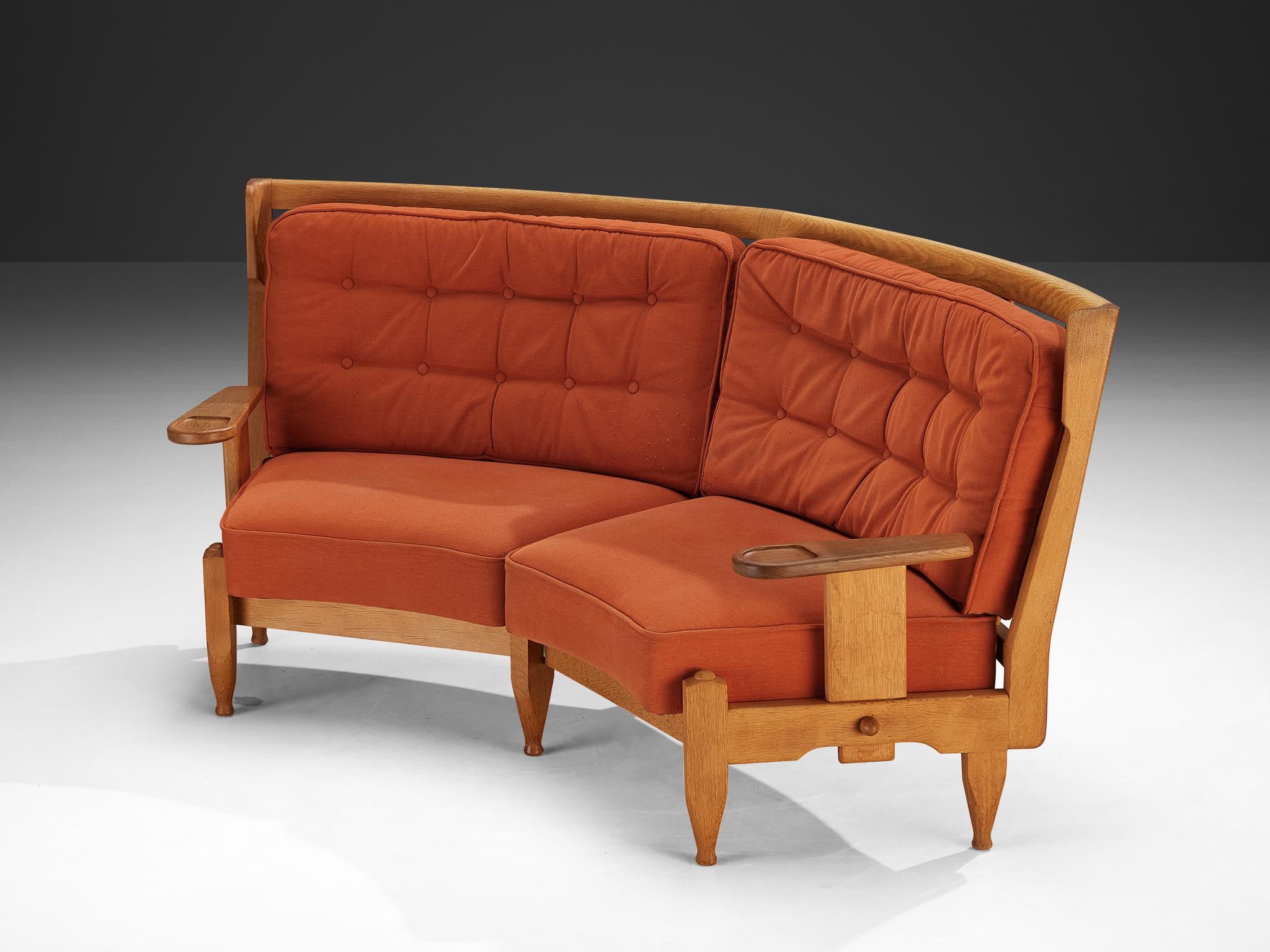 Guillerme & Chambron Véronique Sofa in Oak and Orange Upholstery seating Morentz