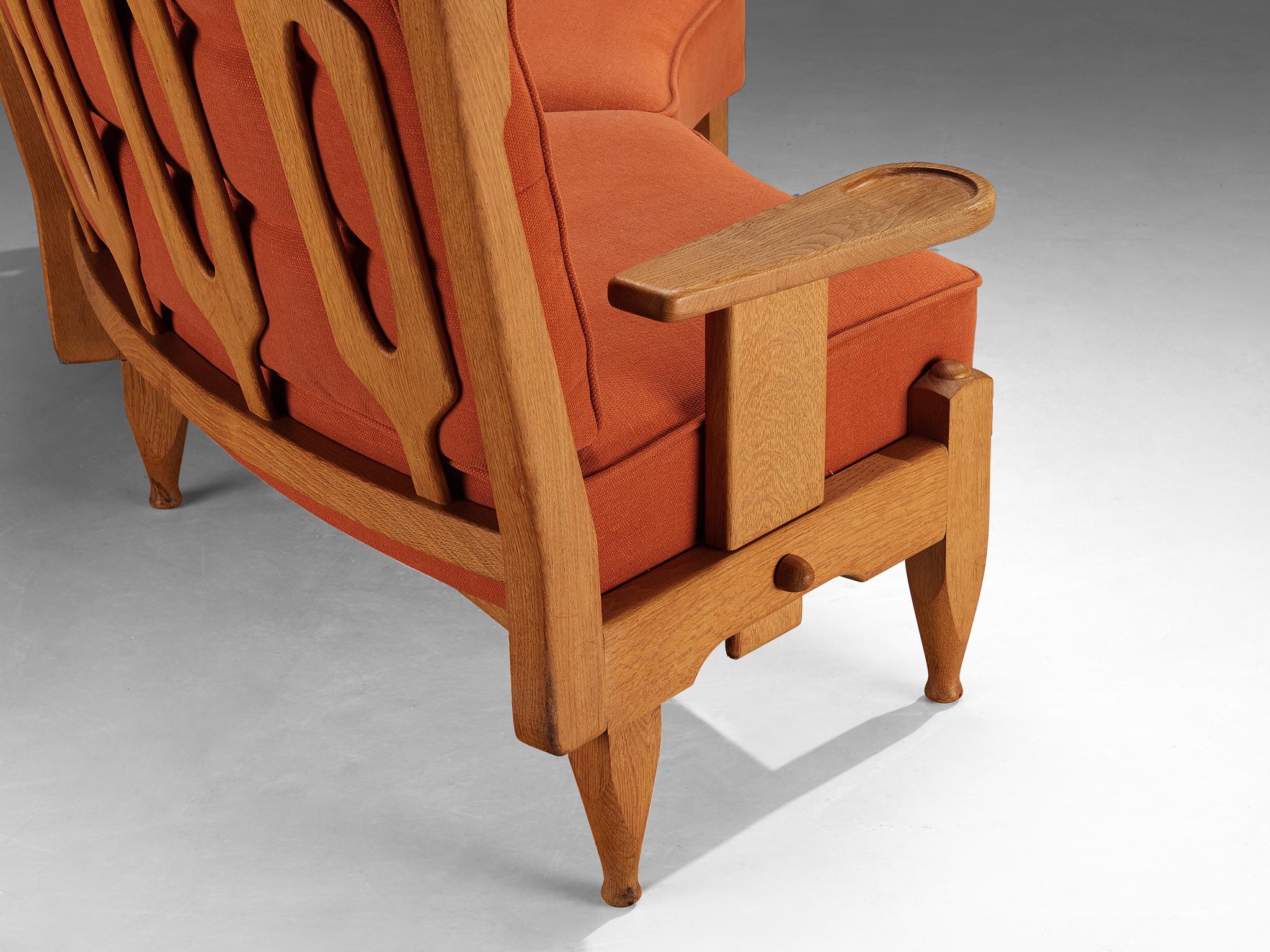 Guillerme & Chambron Véronique Sofa in Oak and Orange Upholstery seating Morentz