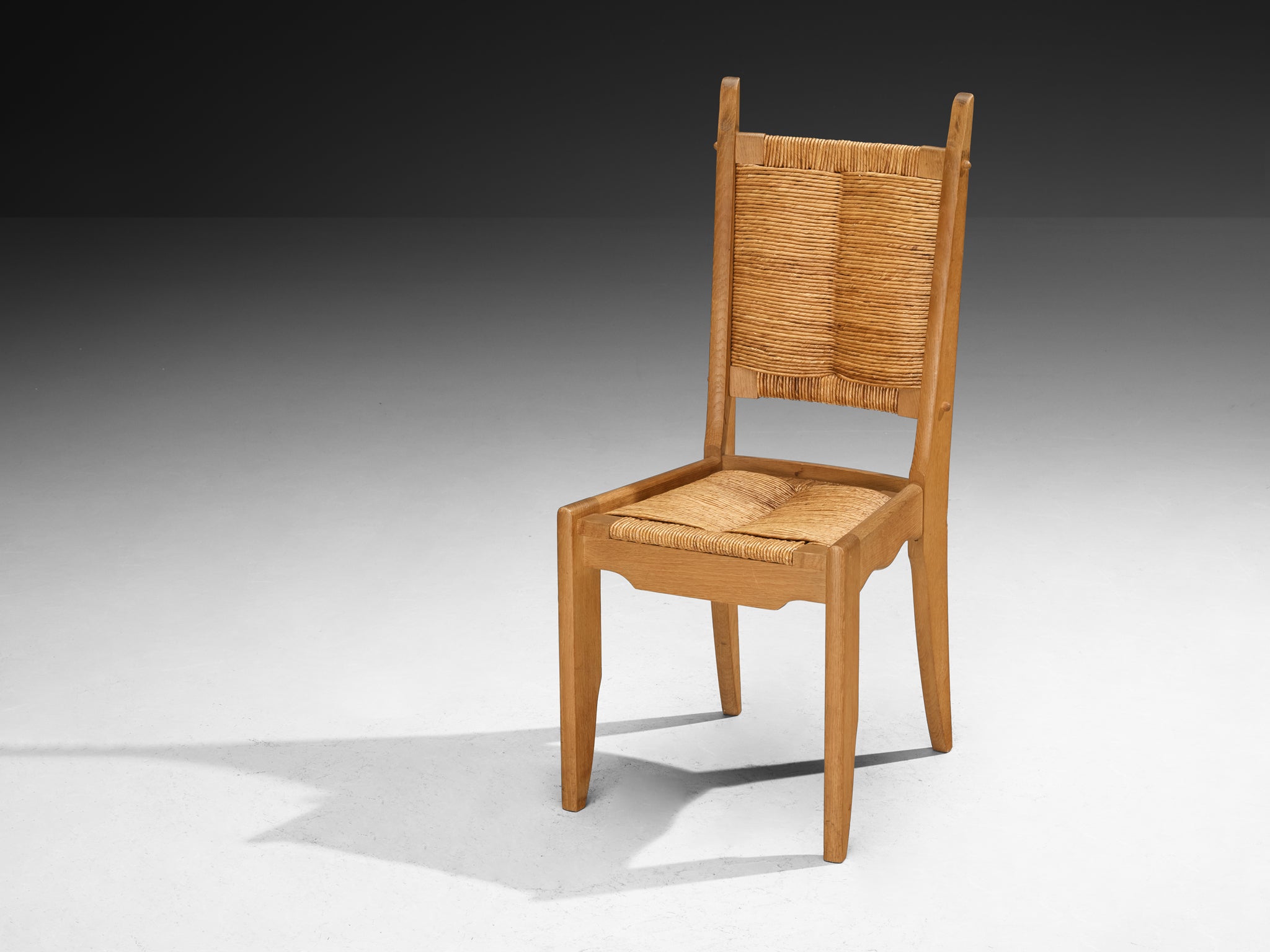 Guillerme & Chambron Set of Twelve Dining Chairs in Oak and Straw Seating Morentz