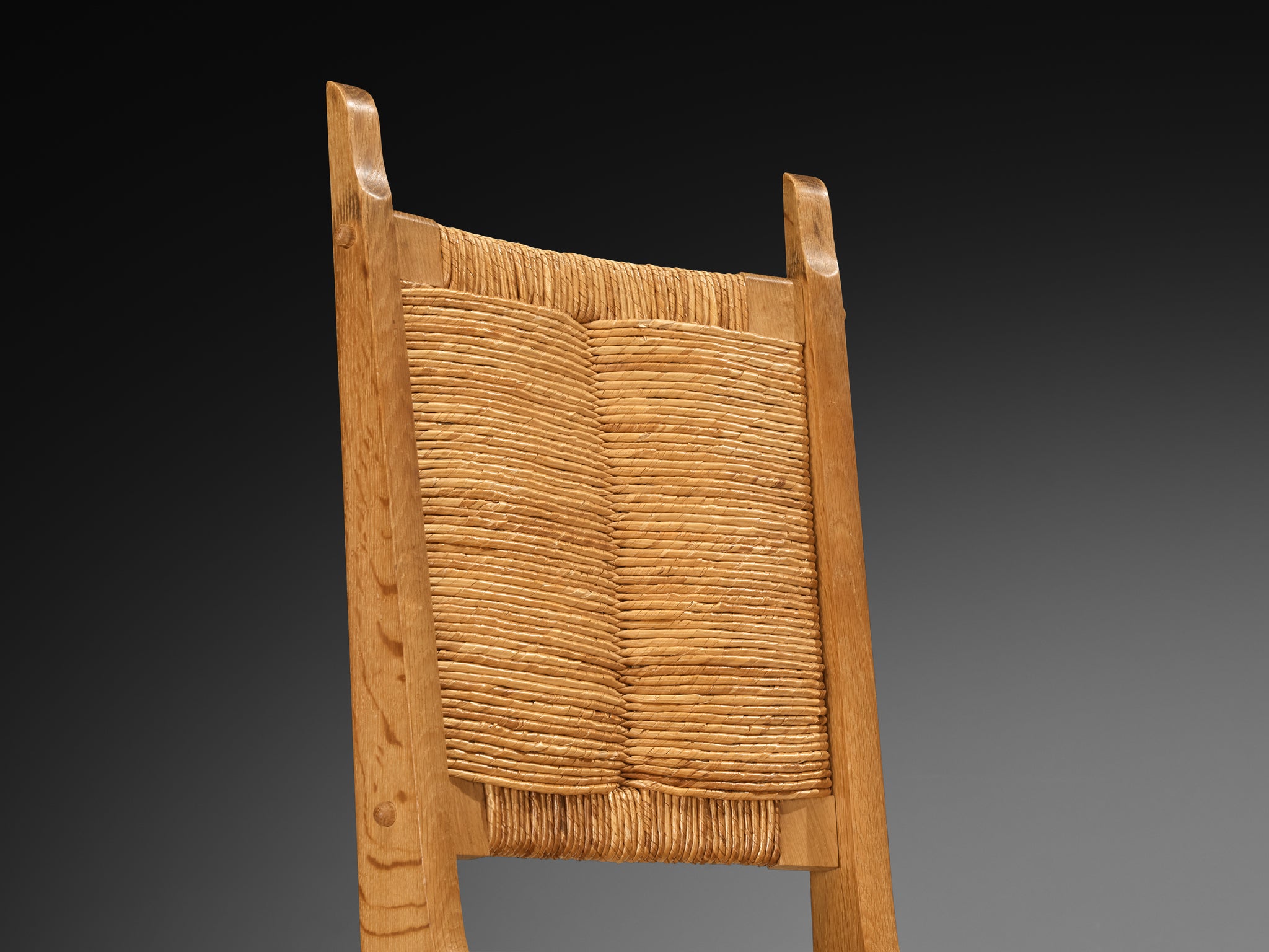 Guillerme & Chambron Set of Twelve Dining Chairs in Oak and Straw Seating Morentz