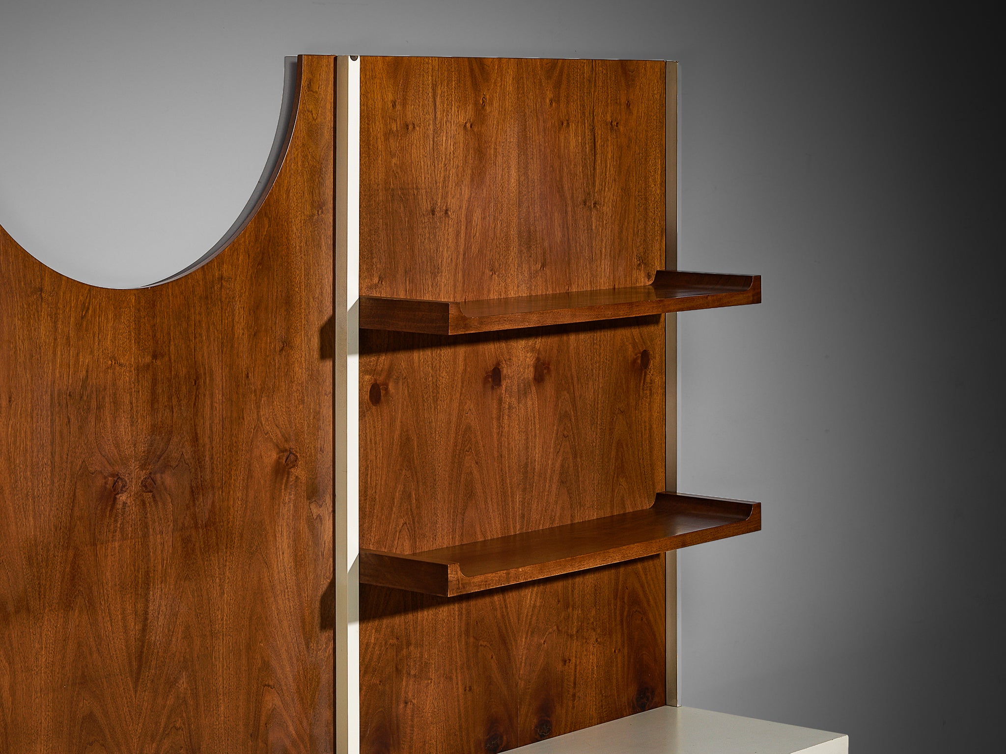Unique Franco Campo and Carlo Graffi 1960s Large Wall Unit in Walnut Case pieces and storage cabinets Morentz