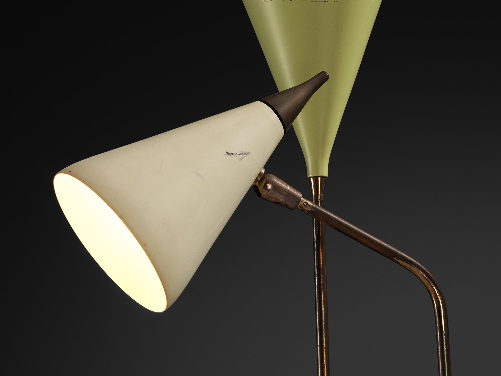 Giuseppe Ostuni for O-Luce '339/2’ Two-Armed Floor Lamp in Marble and Brass Lighting Morentz