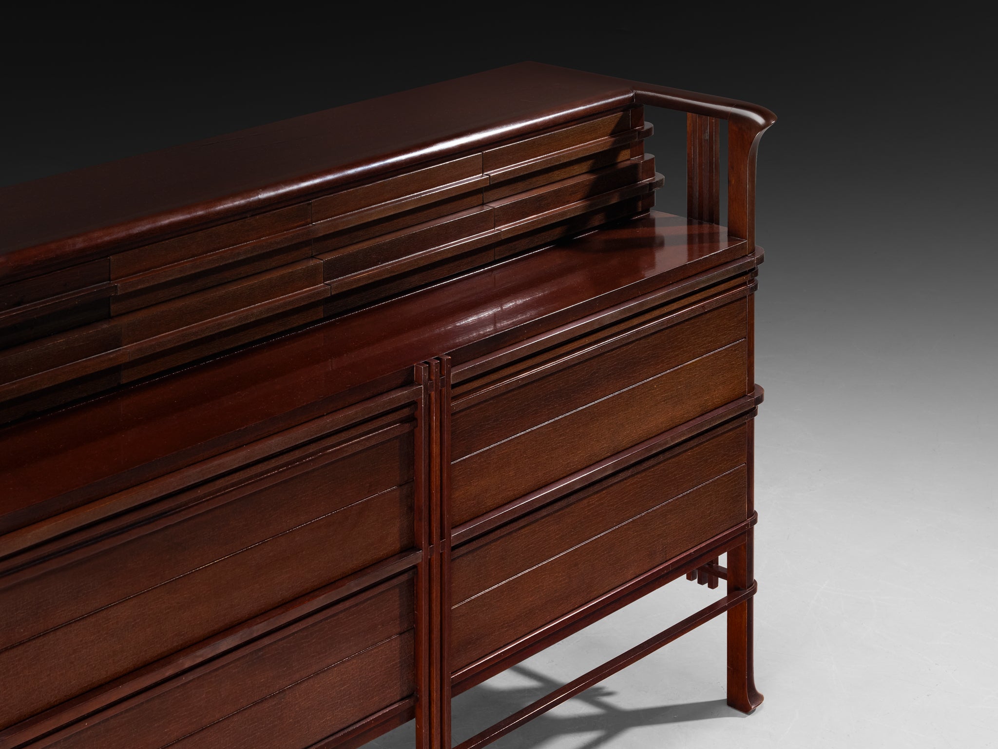 1940s Italian Chest of Drawers in Dark Red Stained Wood Case pieces and storage cabinets Morentz