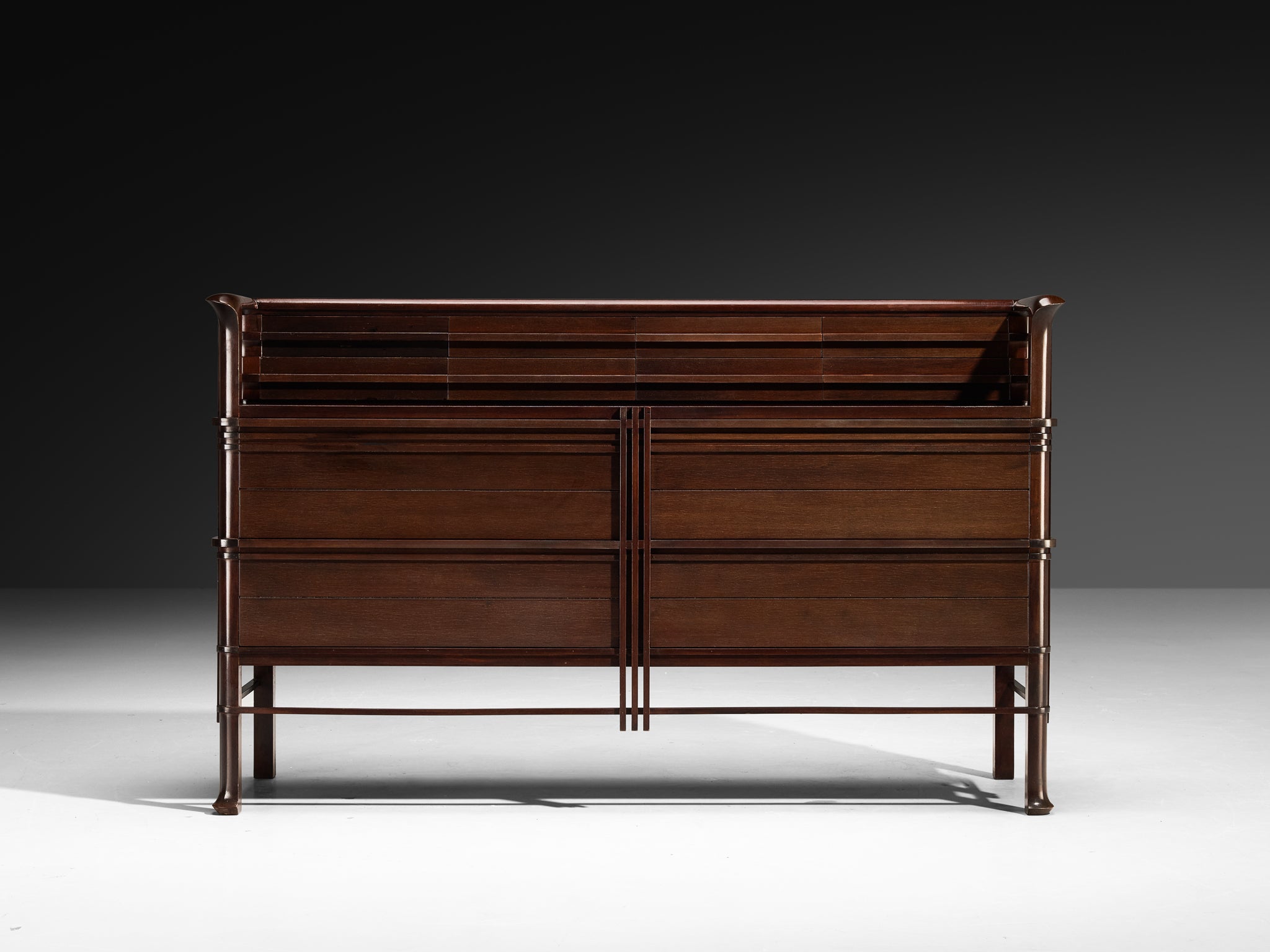 1940s Italian Chest of Drawers in Dark Red Stained Wood Case pieces and storage cabinets Morentz