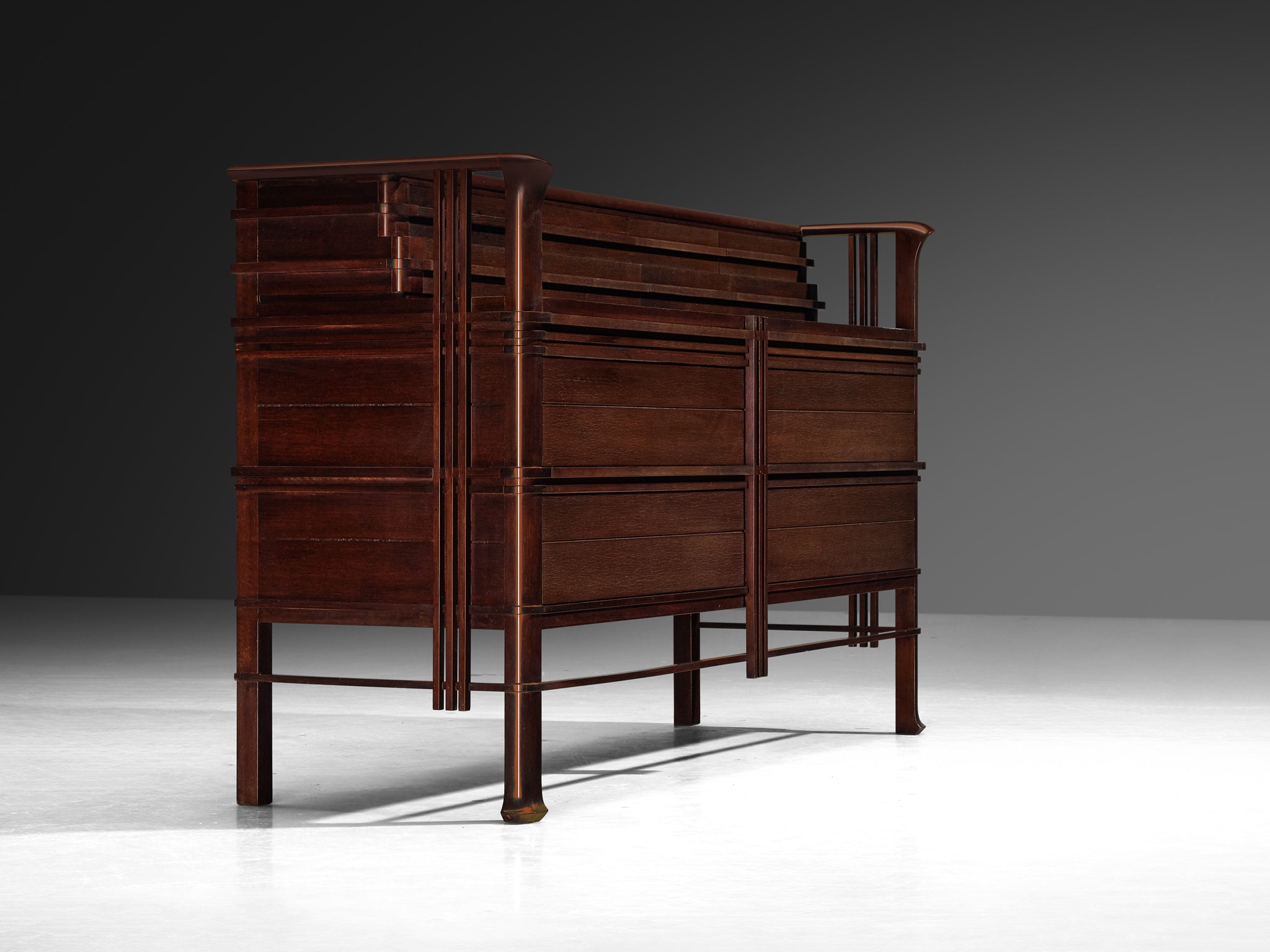 1940s Italian Chest of Drawers in Dark Red Stained Wood Case pieces and storage cabinets Morentz