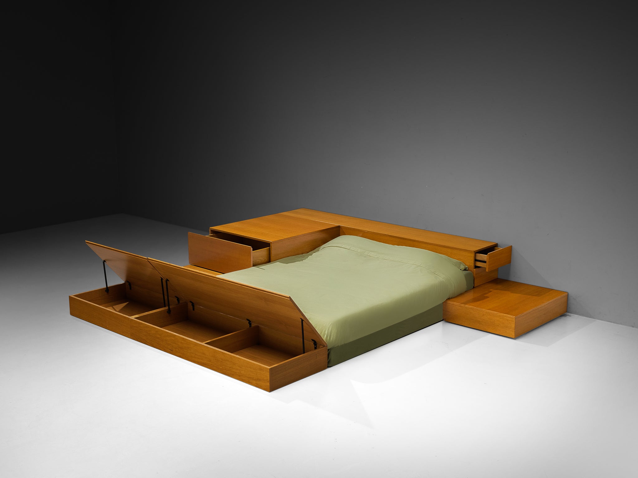 Cini Boeri for Arflex 'Tuttoletto' Queen Bed in Oak More Furniture and Collectibles Morentz