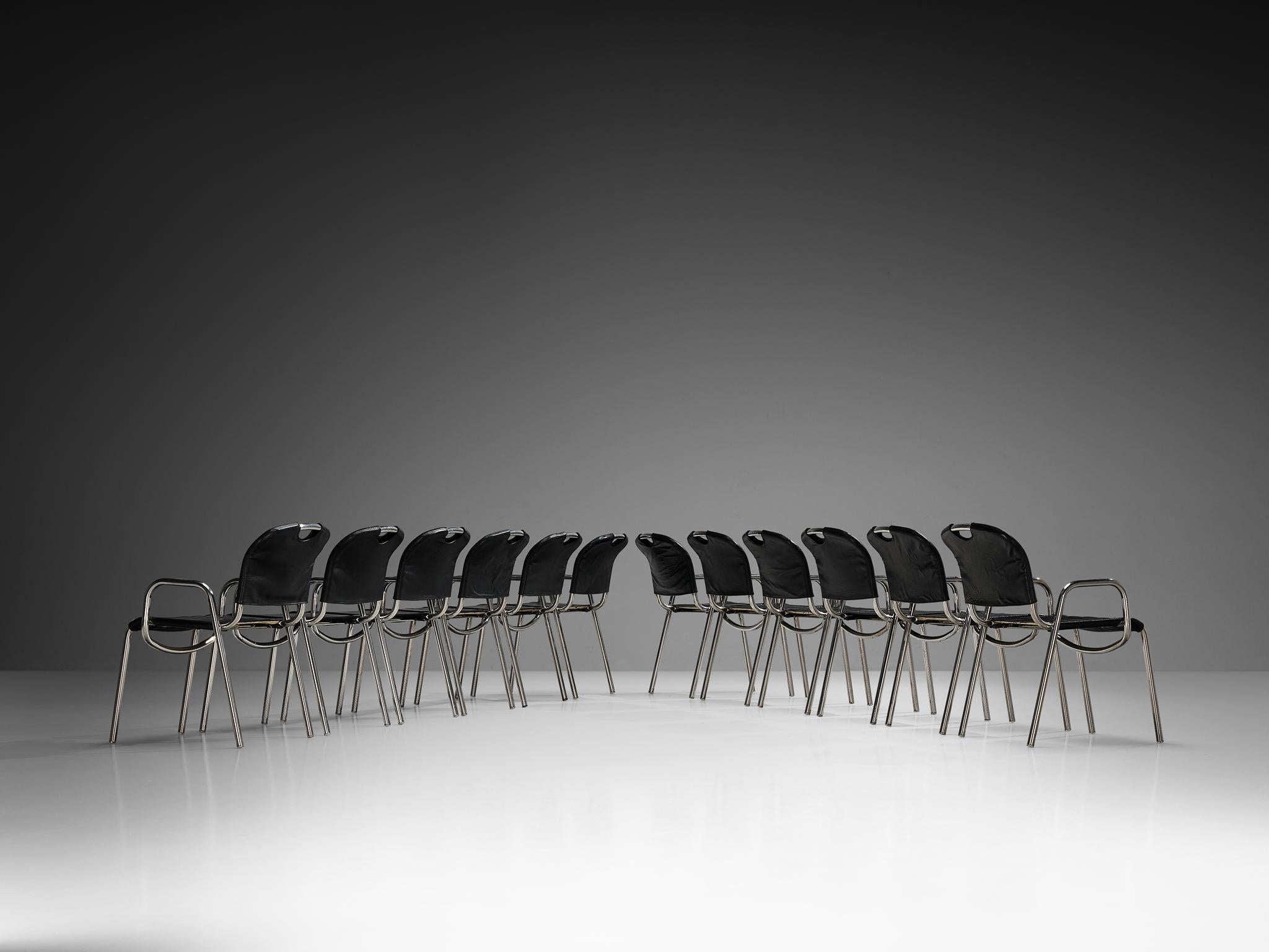 Achille Castiglioni for Zanotta Set of Twelve 'Castiglia' Dining Chairs seating Morentz