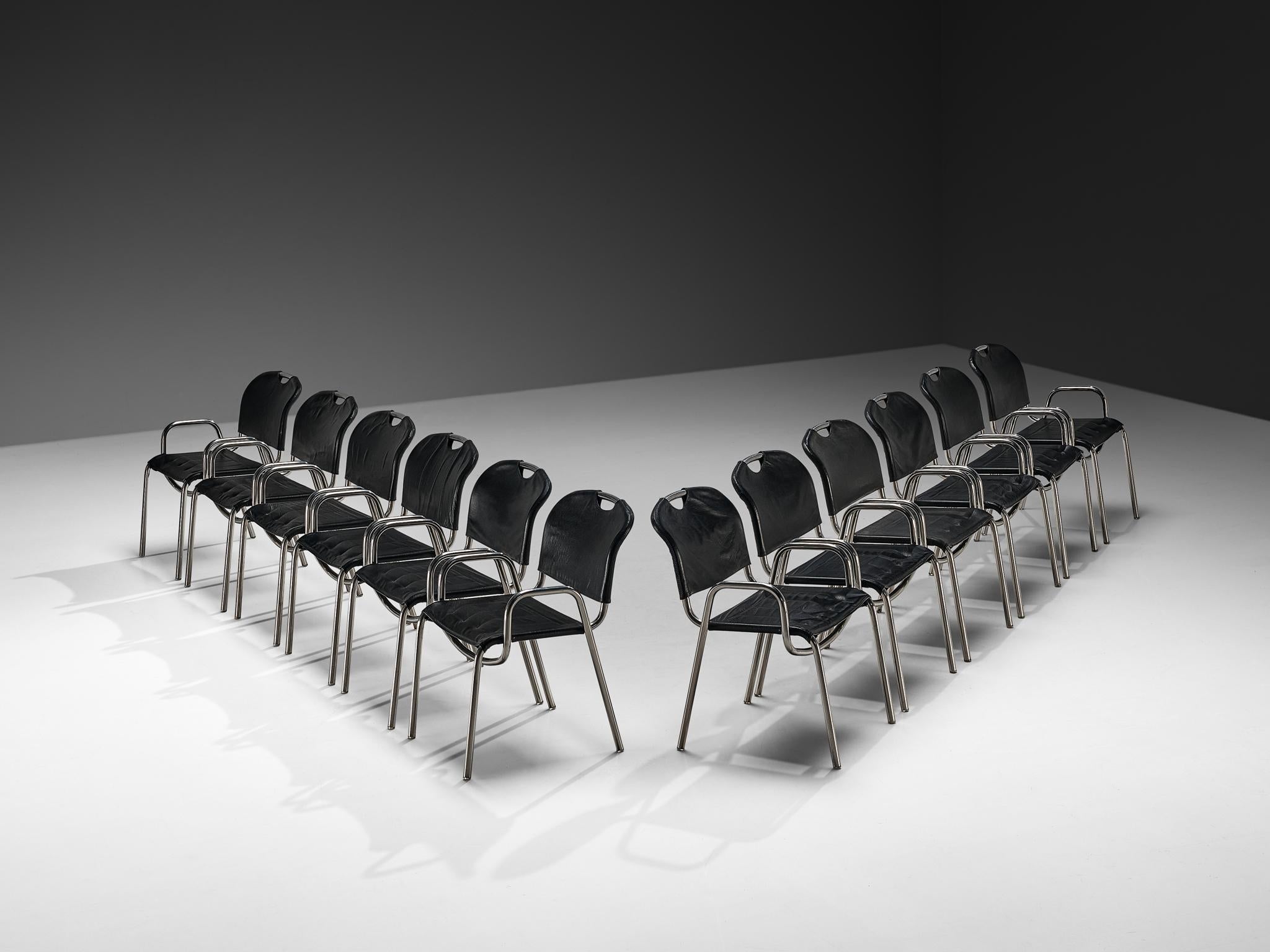 Achille Castiglioni for Zanotta Set of Twelve 'Castiglia' Dining Chairs seating Morentz