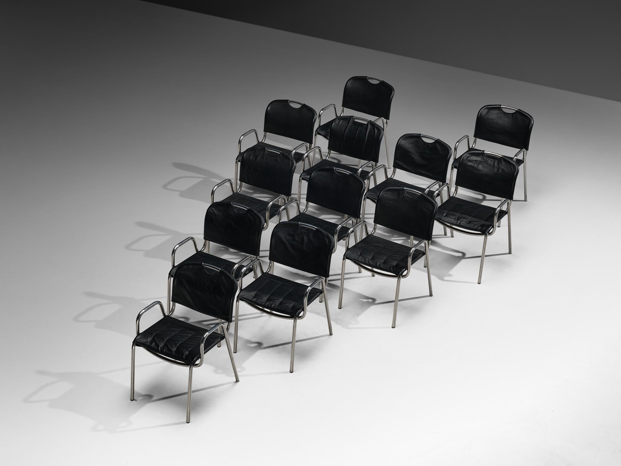 Achille Castiglioni for Zanotta Set of Twelve 'Castiglia' Dining Chairs seating Morentz