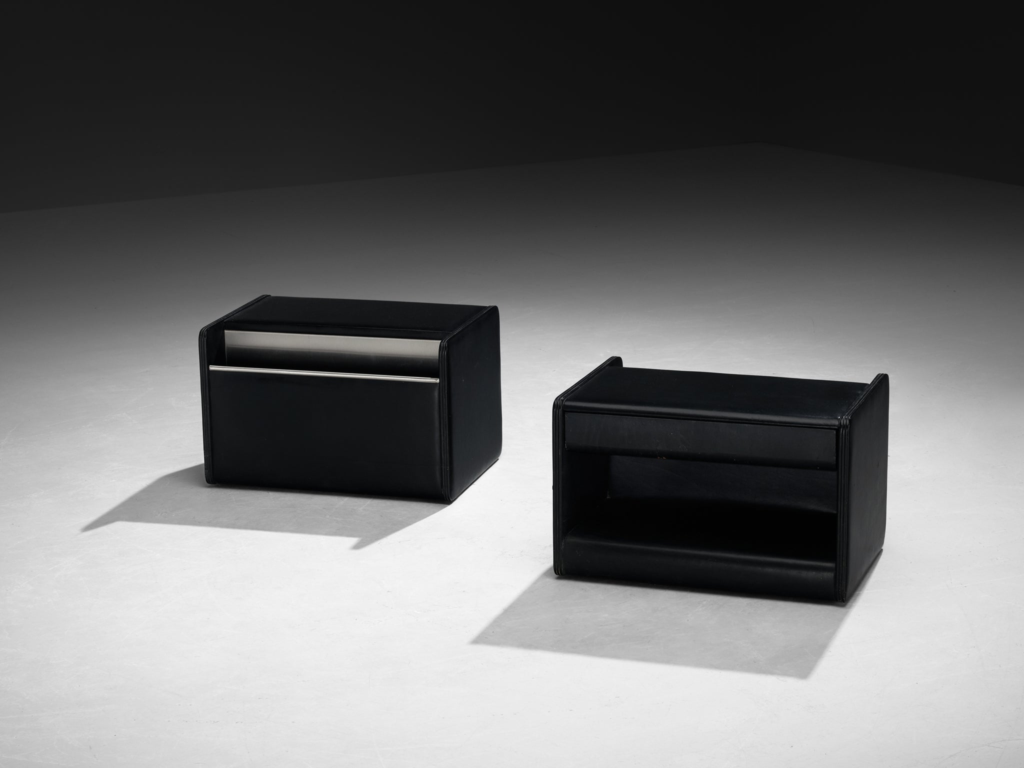 Luigi Massoni for Poltrona Frau Night Stands or Side Tables in Black Leather More Furniture and Collectibles Morentz