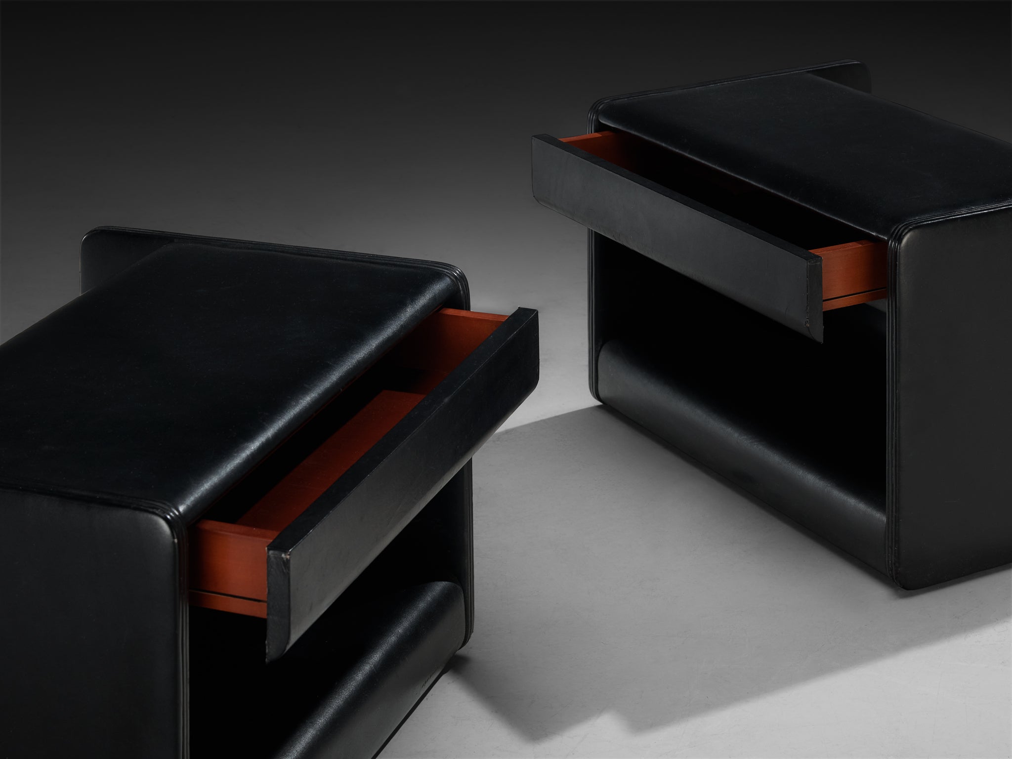 Luigi Massoni for Poltrona Frau Night Stands or Side Tables in Black Leather More Furniture and Collectibles Morentz