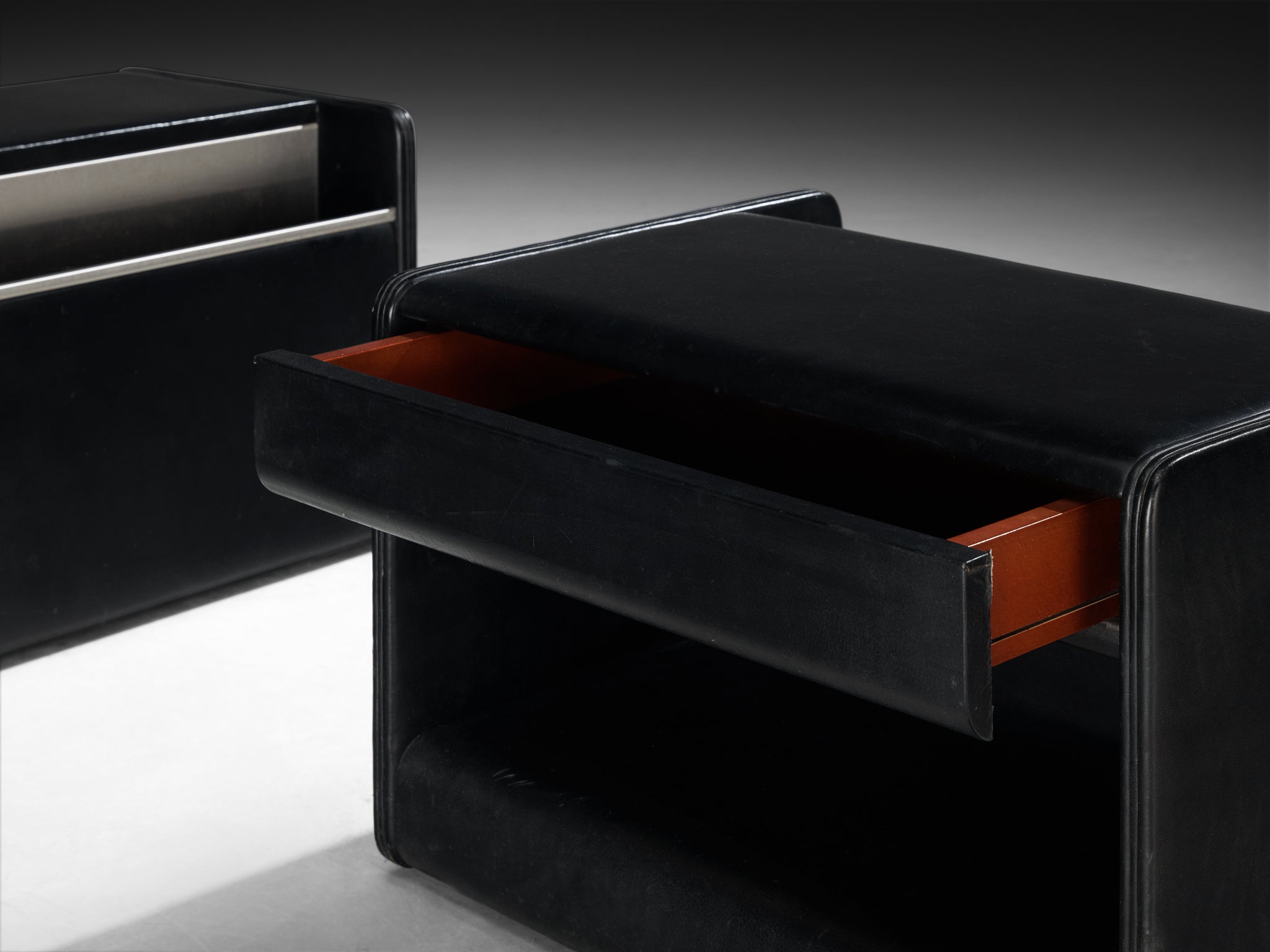 Luigi Massoni for Poltrona Frau Night Stands or Side Tables in Black Leather More Furniture and Collectibles Morentz