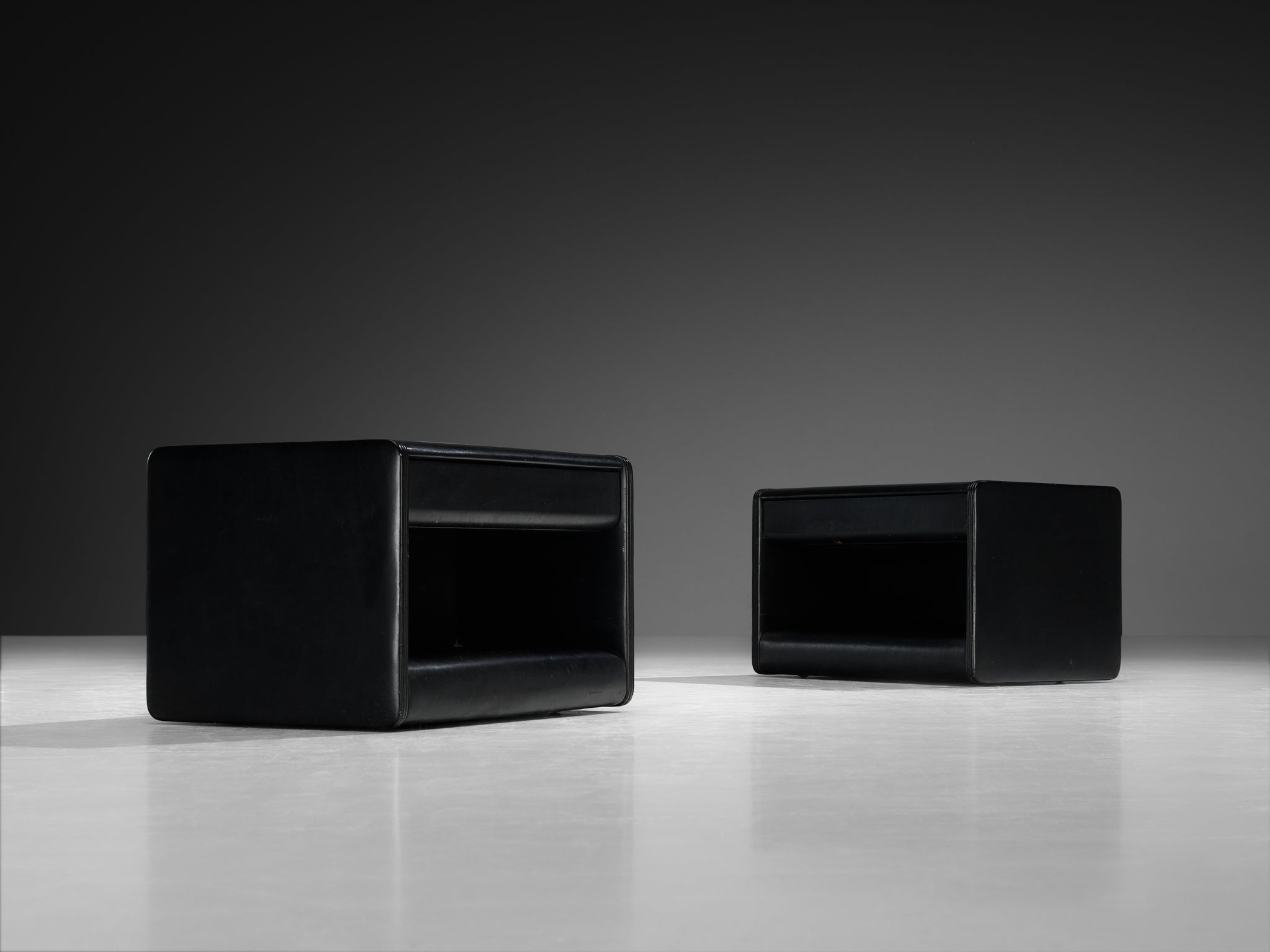 Luigi Massoni for Poltrona Frau Night Stands or Side Tables in Black Leather More Furniture and Collectibles Morentz