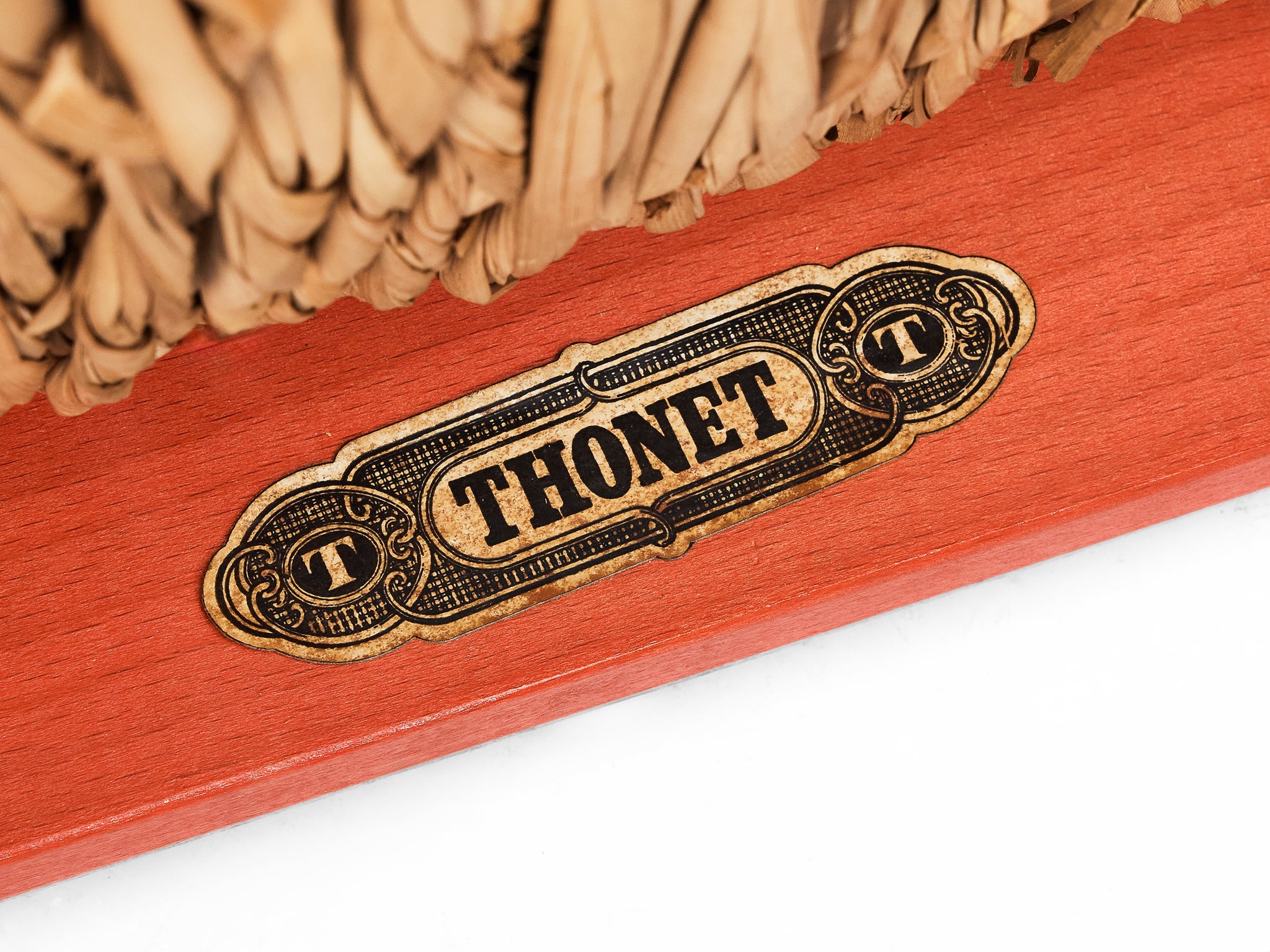 Thonet Set of Twelve Armchairs with Red Lacquered Frame and Rush Seats seating Morentz