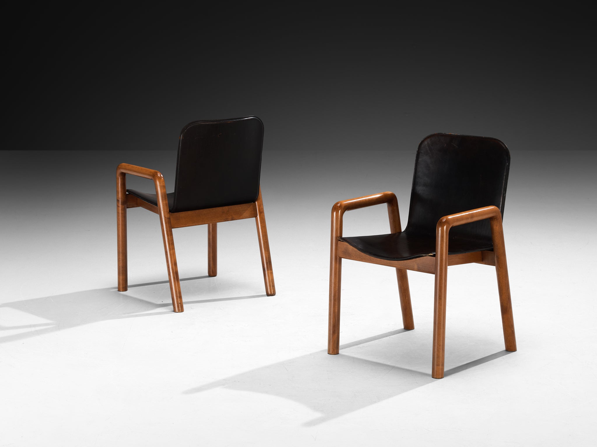 Guido Faleschini for I4 Mariani Set of Ten 'Dilos' Dining Chairs in Leather and Wood Seating Morentz