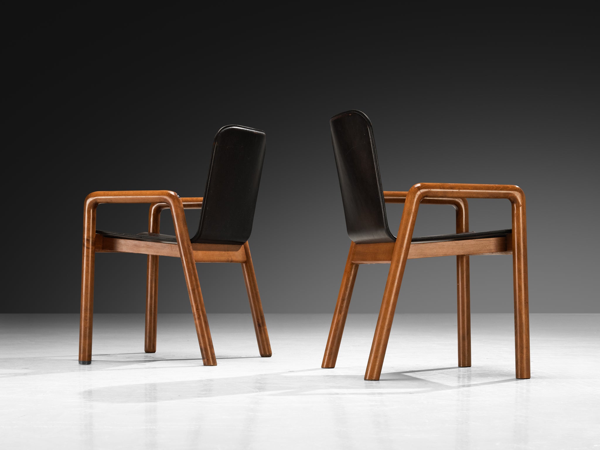 Guido Faleschini for I4 Mariani Set of Ten 'Dilos' Dining Chairs in Leather and Wood Seating Morentz