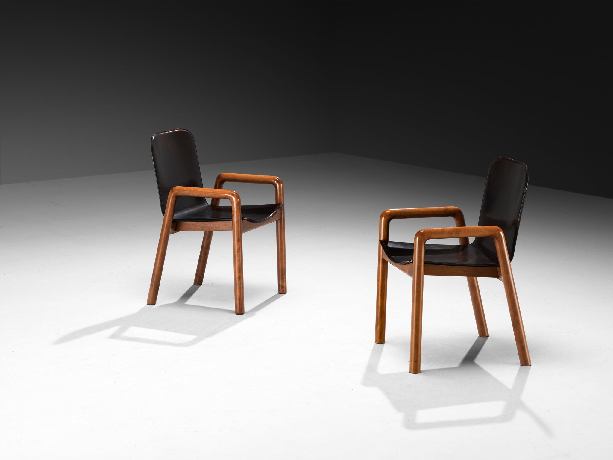 Guido Faleschini for I4 Mariani Set of Ten 'Dilos' Dining Chairs in Leather and Wood Seating Morentz