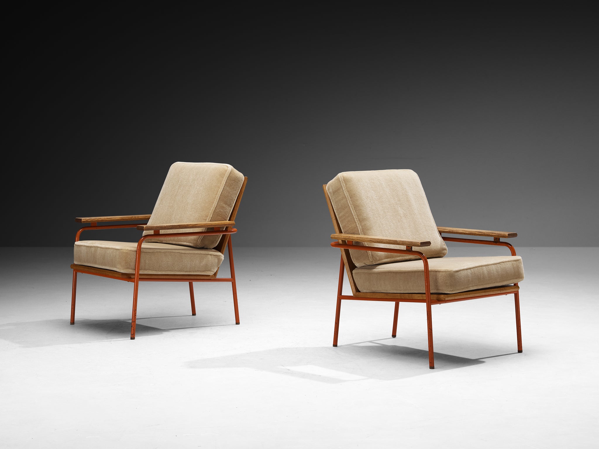 Rare Jørgen Magnussen for Peder Pedersen Pair of Lounge Chairs in Beige Mohair by Pierre Frey Seating Morentz