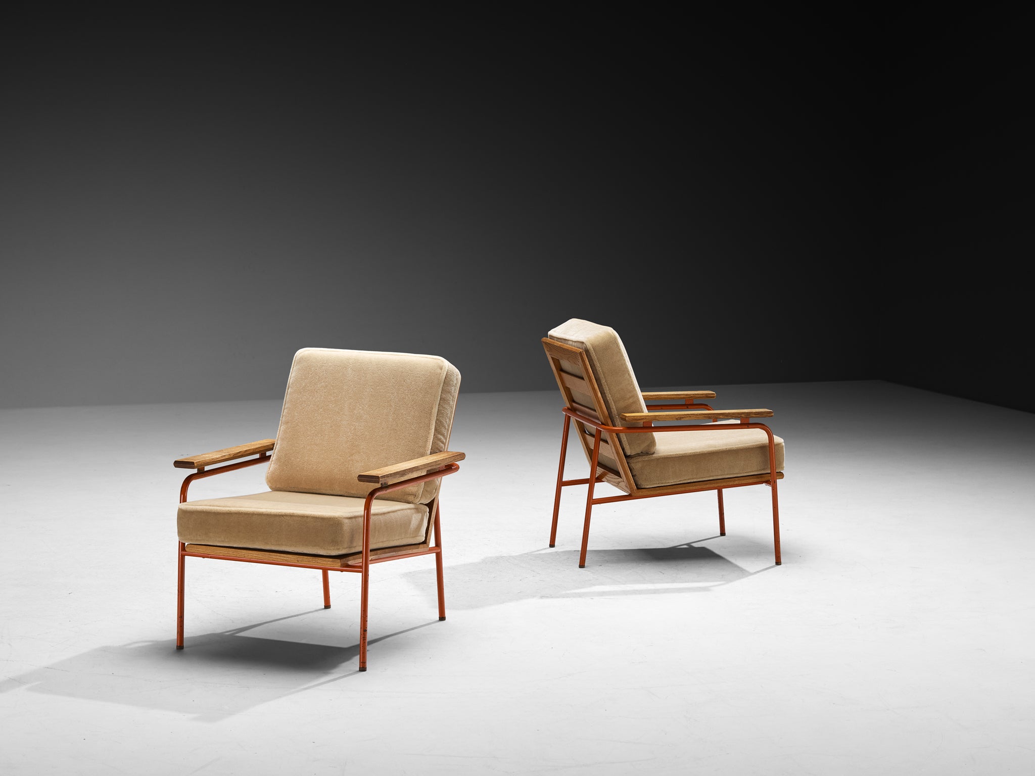 Unique Jørgen Magnussen for Peder Pedersen Pair of Lounge Chairs in Beige Mohair by Pierre Frey