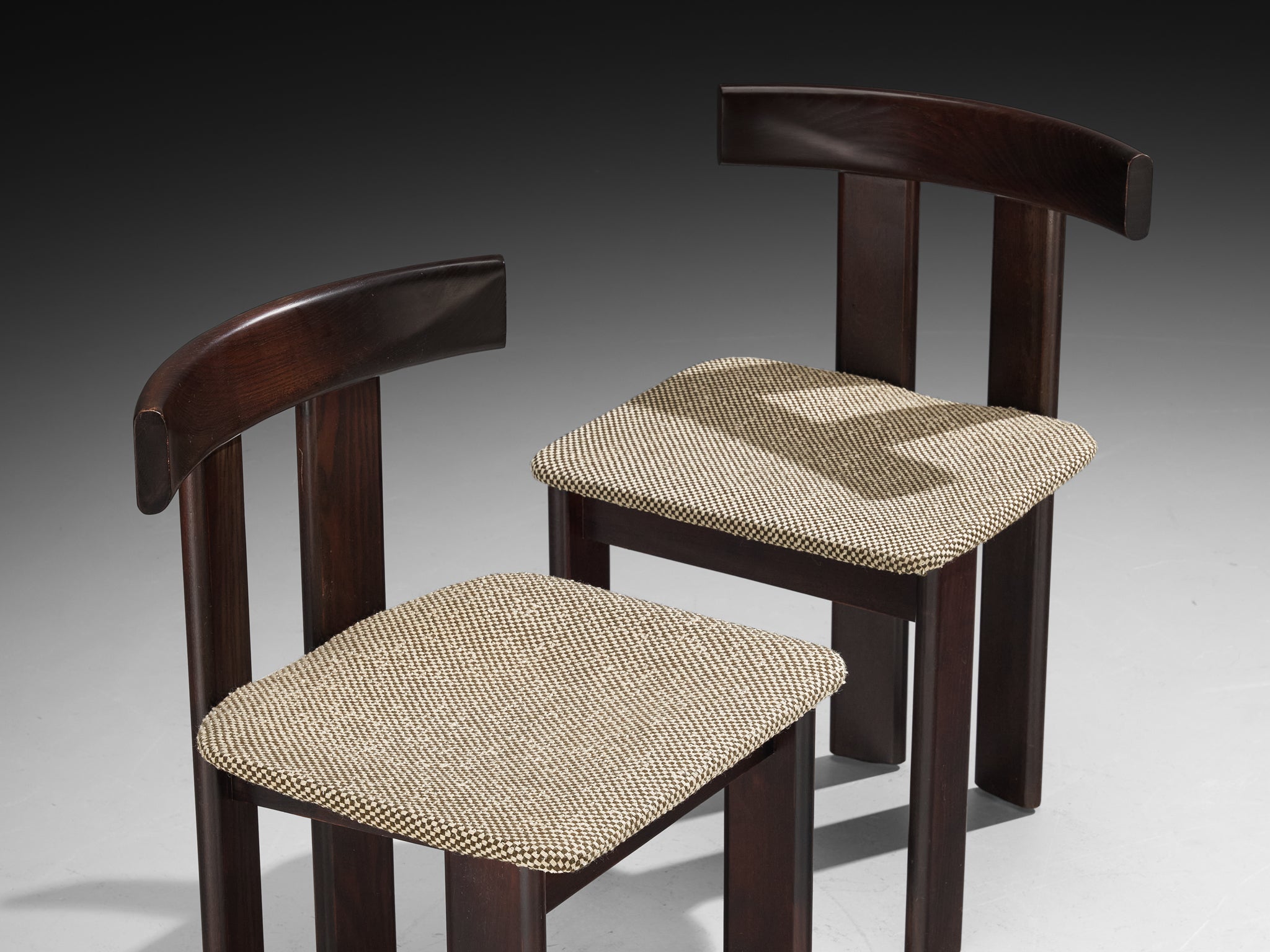 Luigi Vaghi for Former Set of Six Dining Chairs in Ash and Woven fabric Seating Morentz