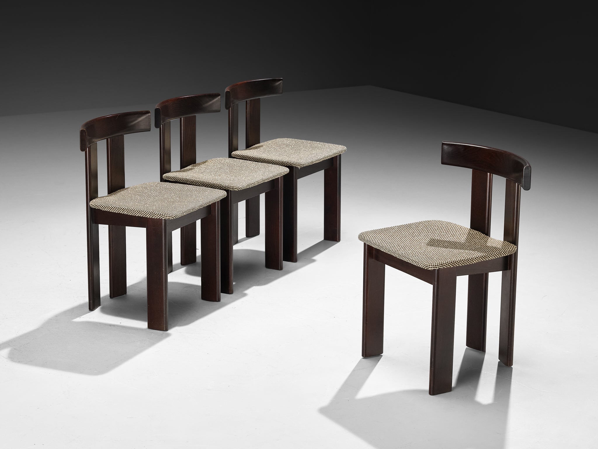 Luigi Vaghi for Former Set of Six Dining Chairs in Ash and Woven fabric Seating Morentz