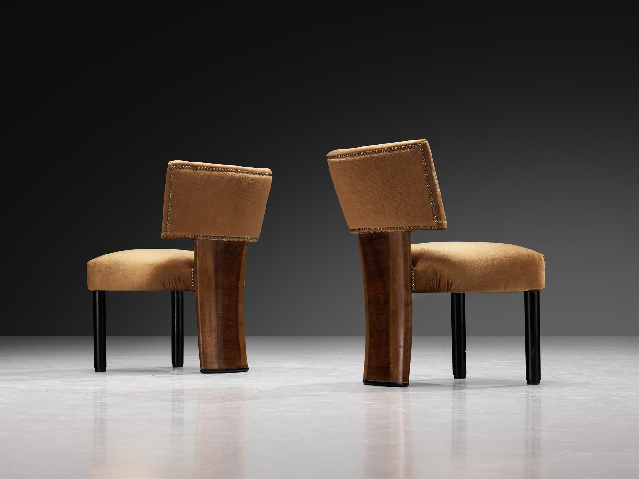 Ernesto Valabrega for Vittorio Valabrega Pair of Chairs in Walnut Seating Morentz