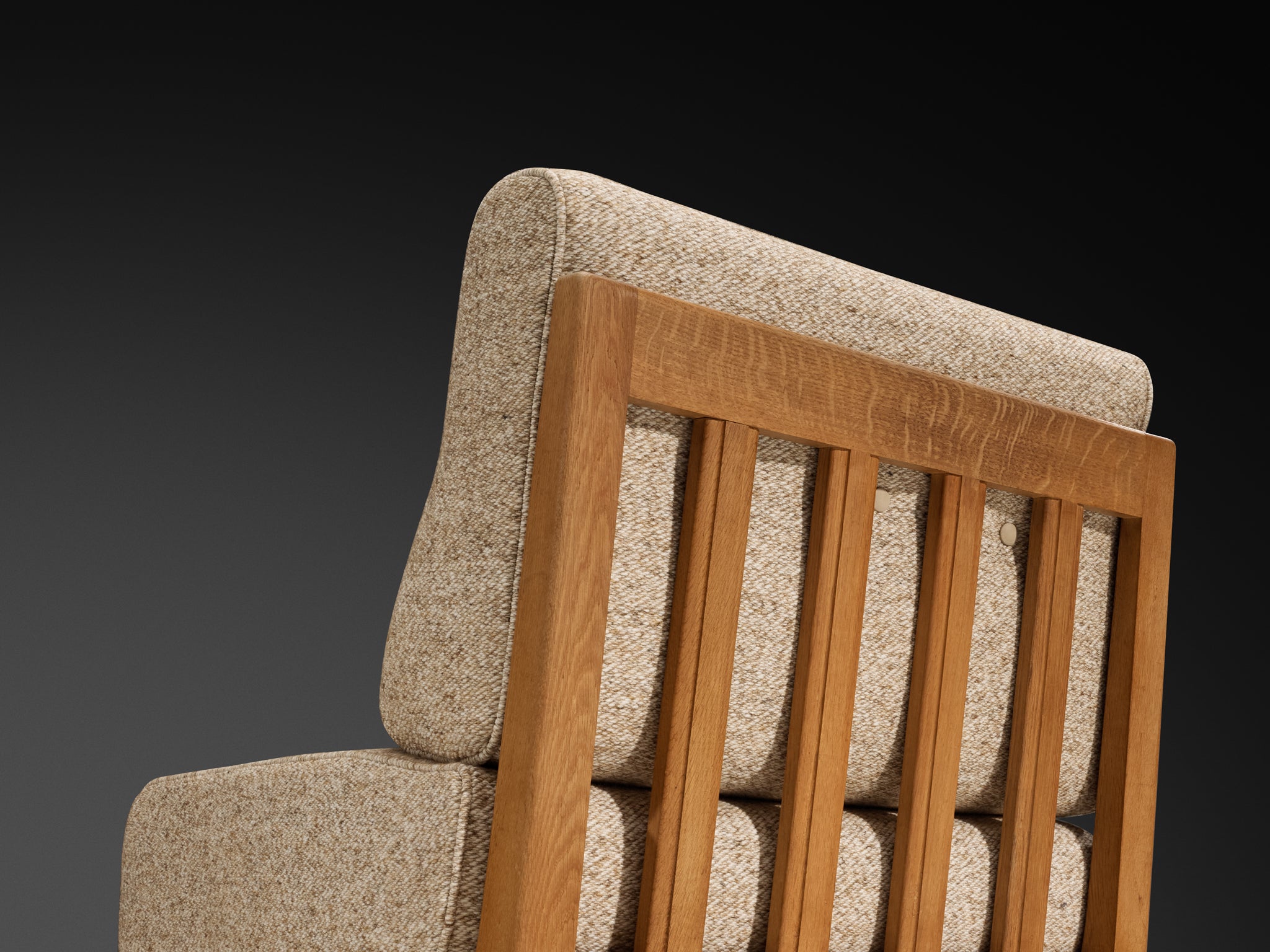 Guillerme & Chambron Lounge Chairs in Solid Oak and Beige Wool Seating Morentz