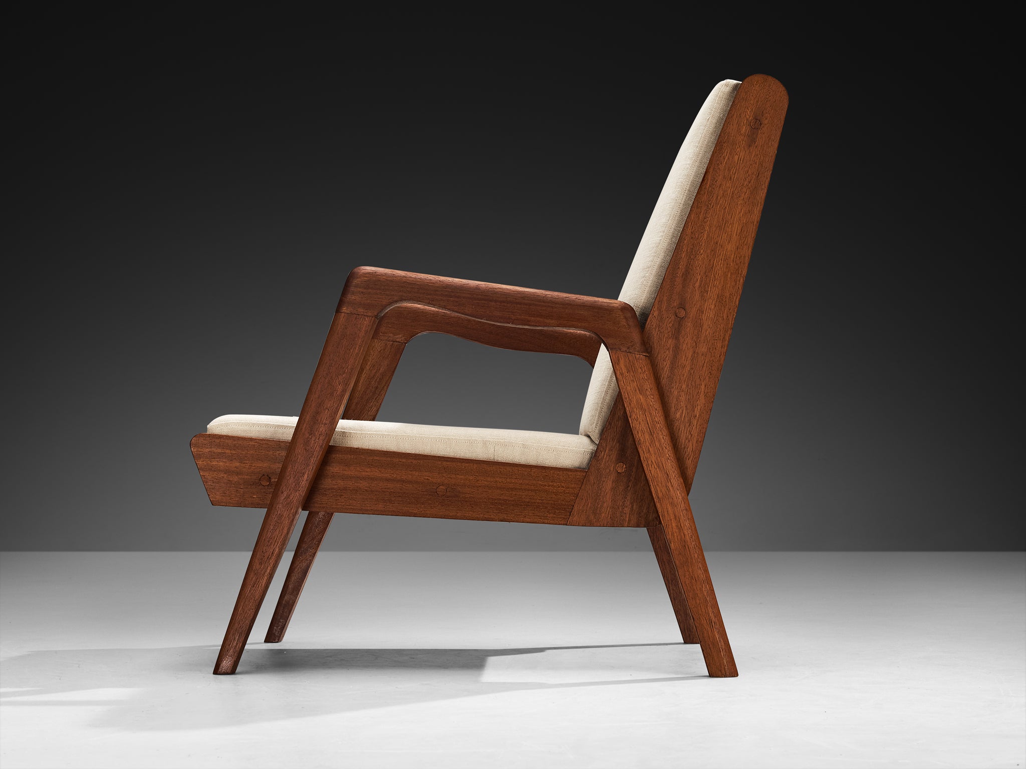 Mid-Century Modern French Lounge Chairs in Teak and Cane Seating Morentz