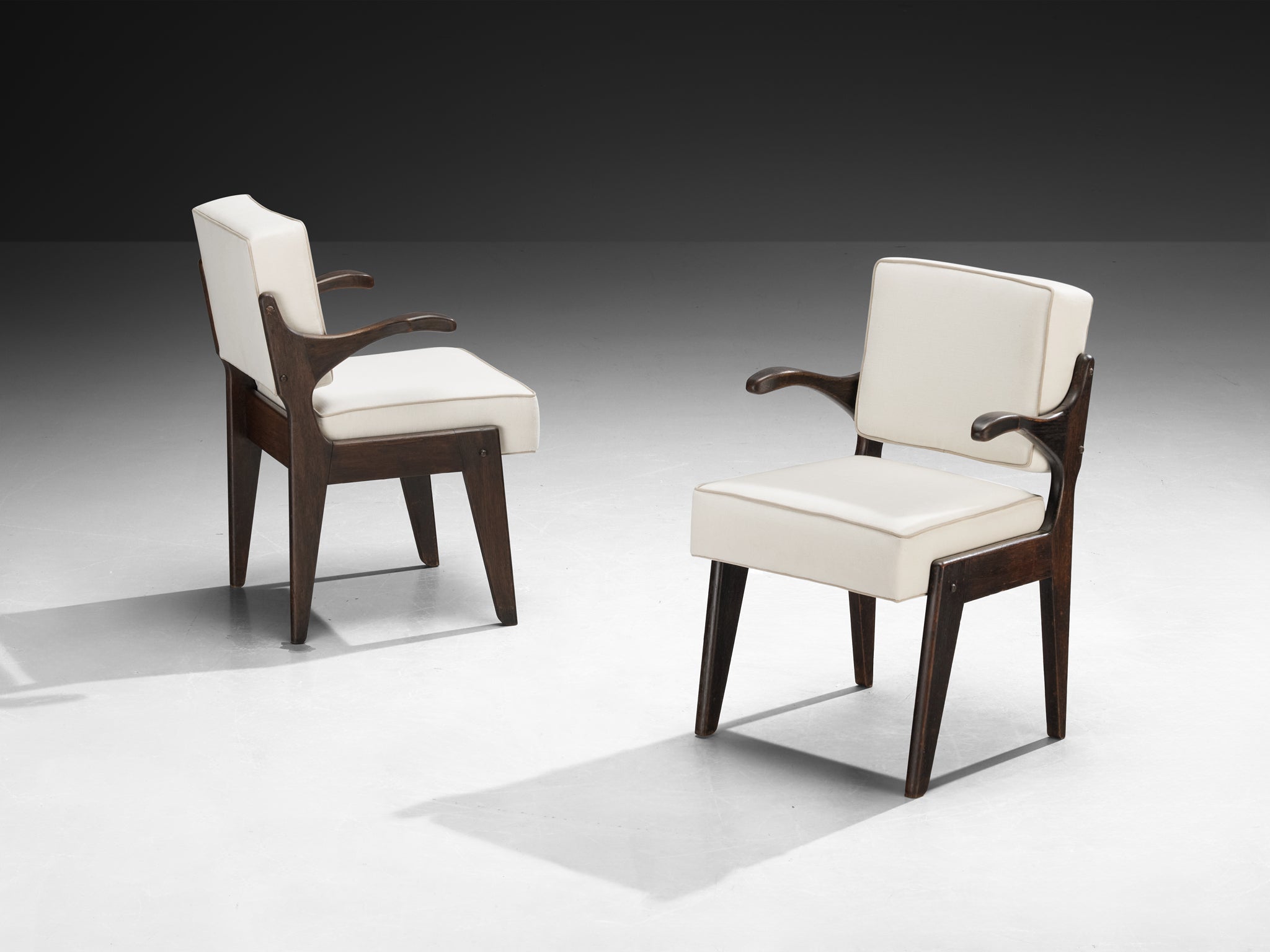 Guillerme & Chambron for Votre Maison Pair of 'Bridge Etudiant' Armchairs Seating Morentz