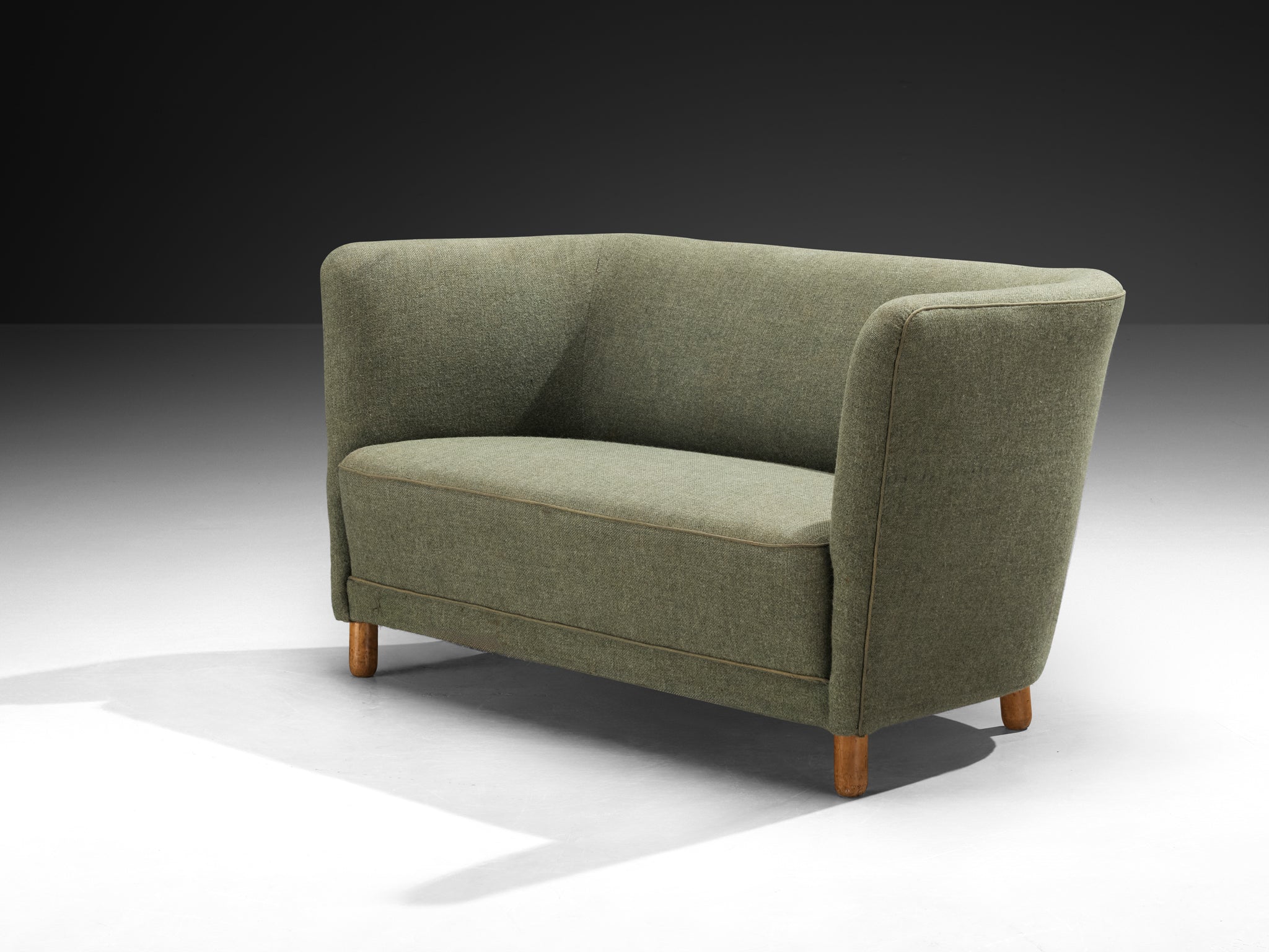1950s Scandinavian Modern Sofa in Muted Green Wool Seating Morentz
