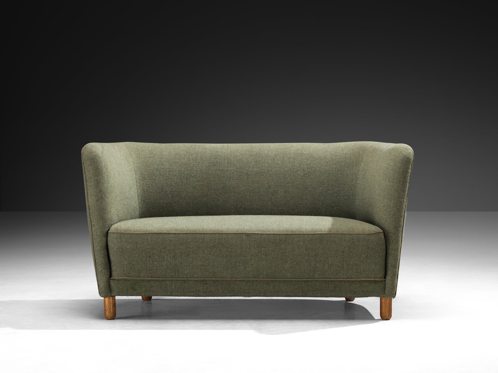 1950s Scandinavian Modern Sofa in Muted Green Wool Seating Morentz