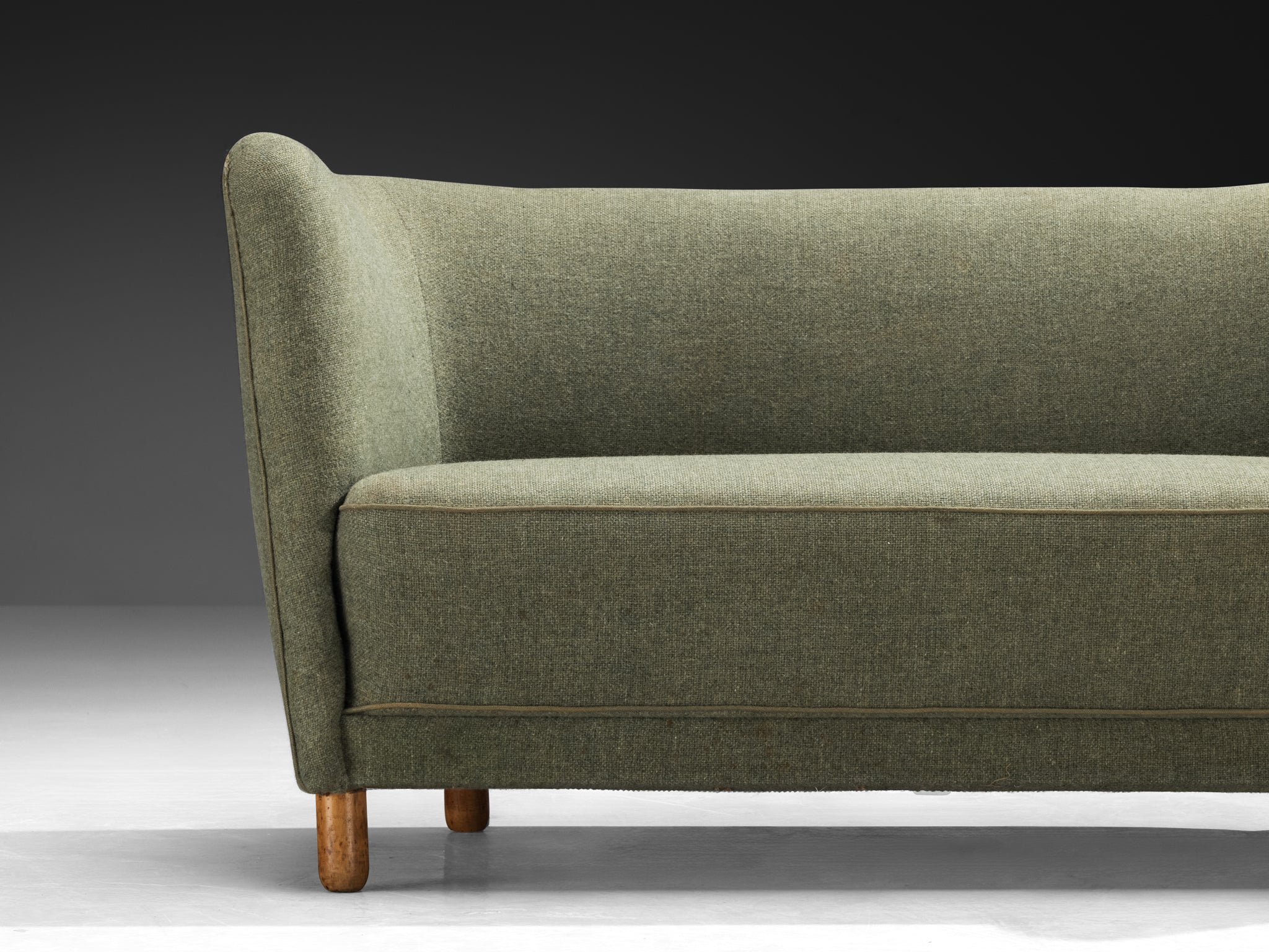 1950s Scandinavian Modern Sofa in Muted Green Wool Seating Morentz